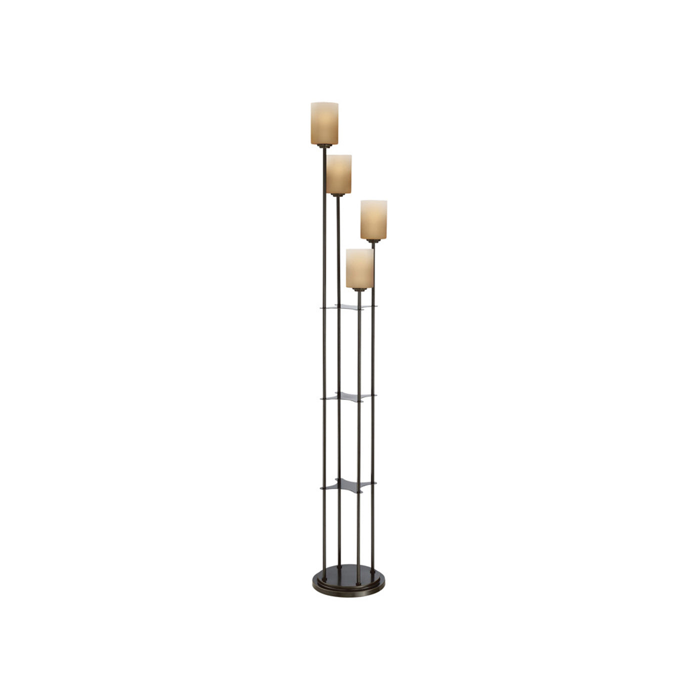 Dalton Dark Bronze with Amber Glass Shades 4-Lite Floor Lamp 71"H