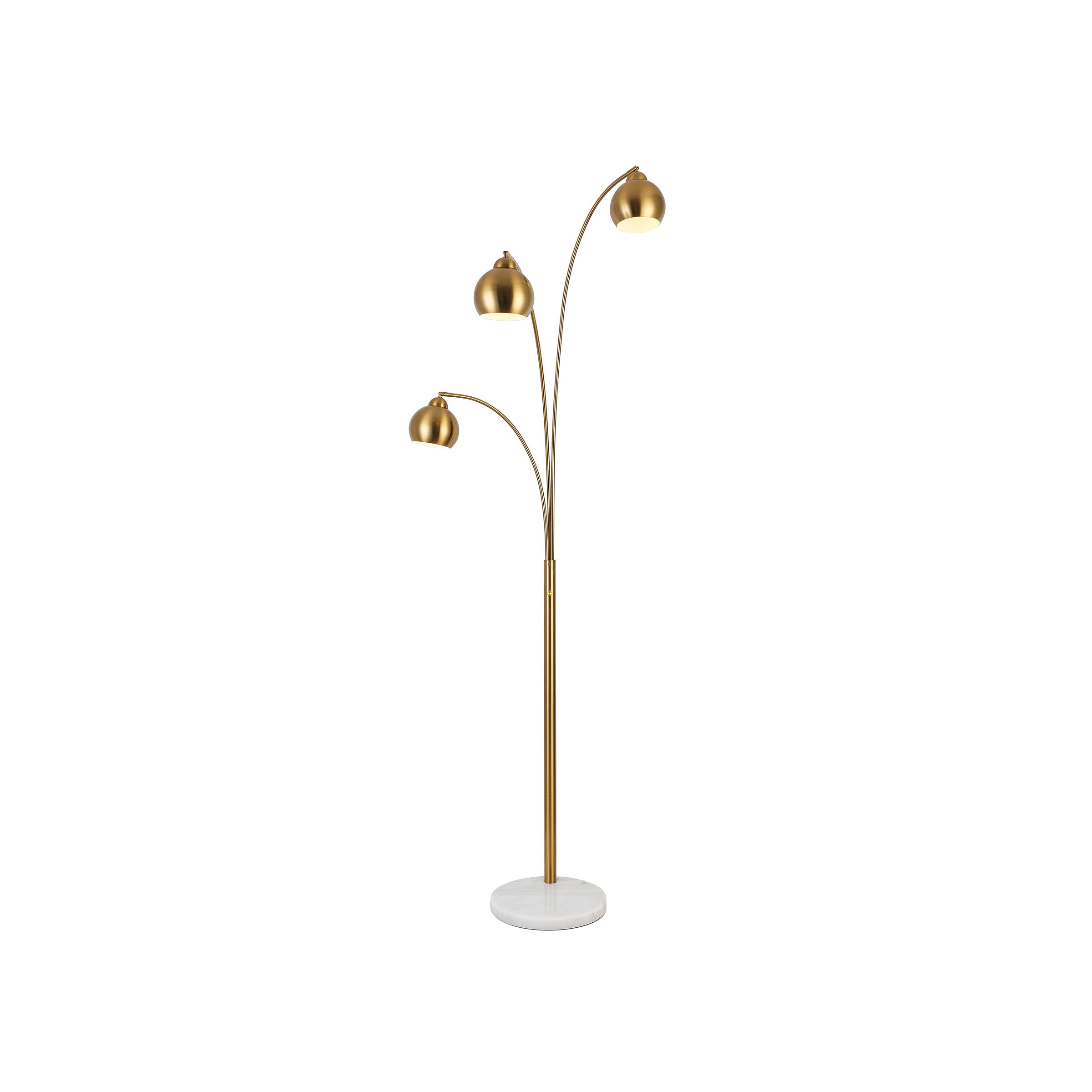 Brass 3-Lite Floor Arc Lamp 83"H