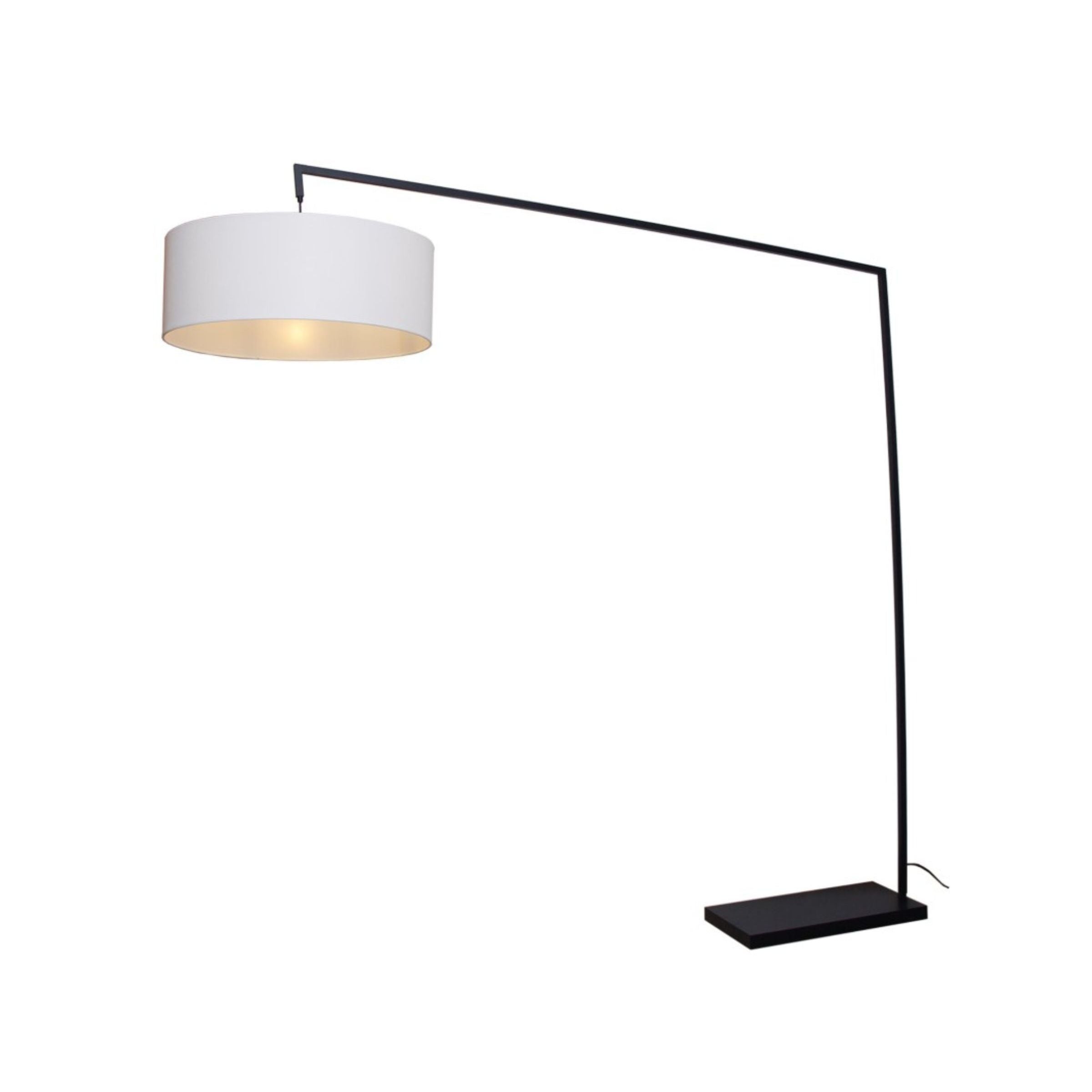 Black With Drum Shade Marble Base Floor Arc Lamp 87"H