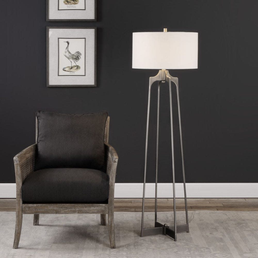 Forged Steel Gunmetal Floor Lamp 61"H