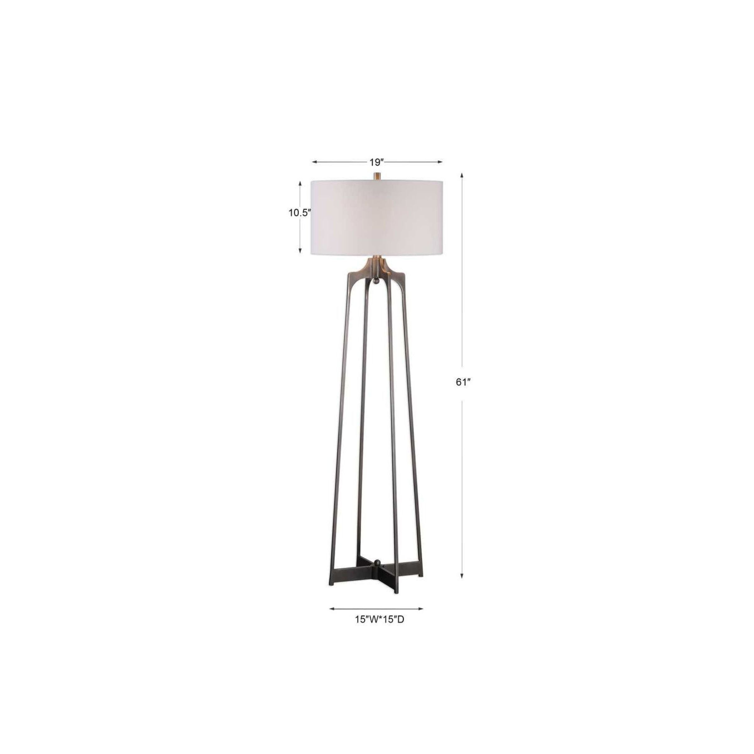 Forged Steel Gunmetal Floor Lamp 61"H