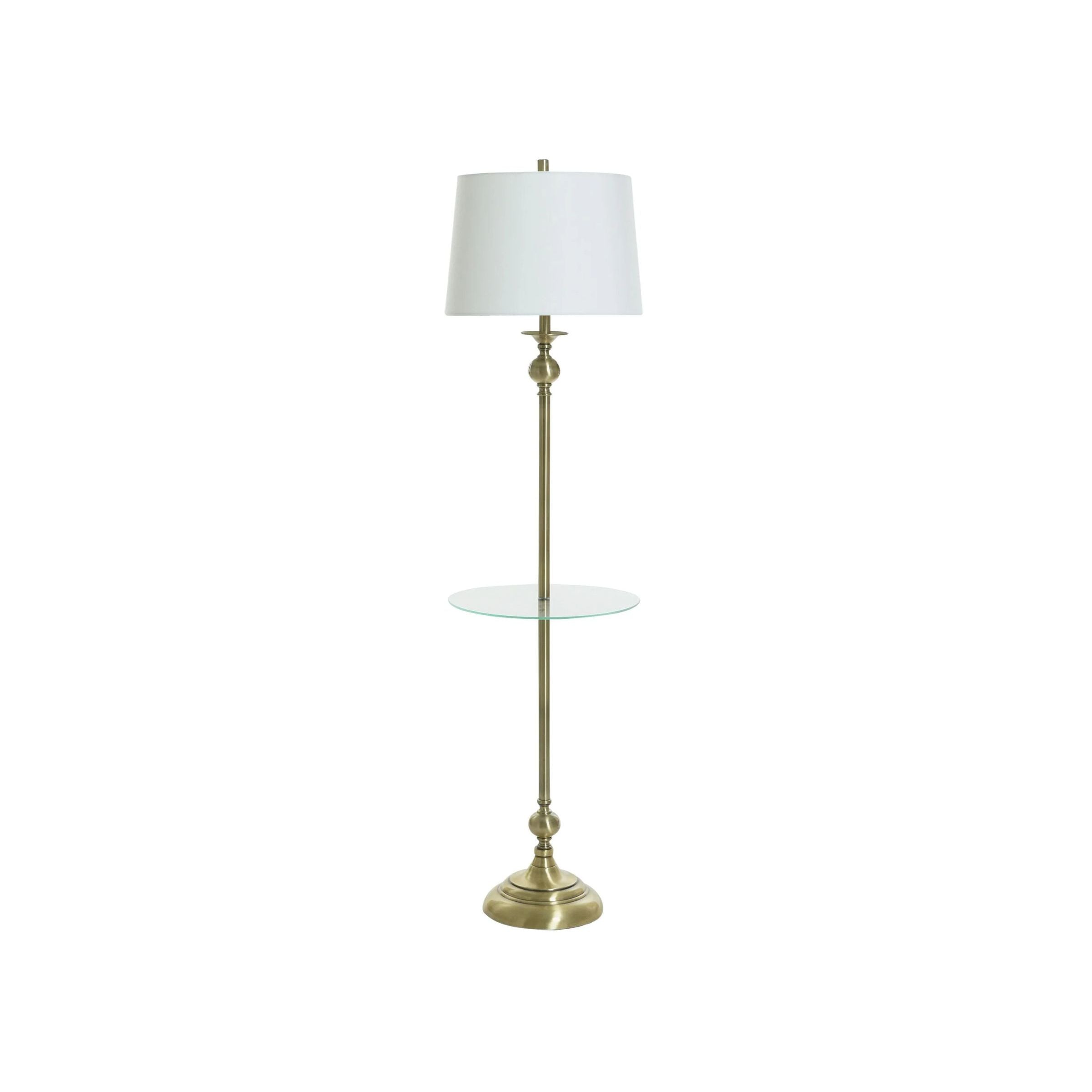 Antique Brass Steel Tray Floor Lamp 62"H