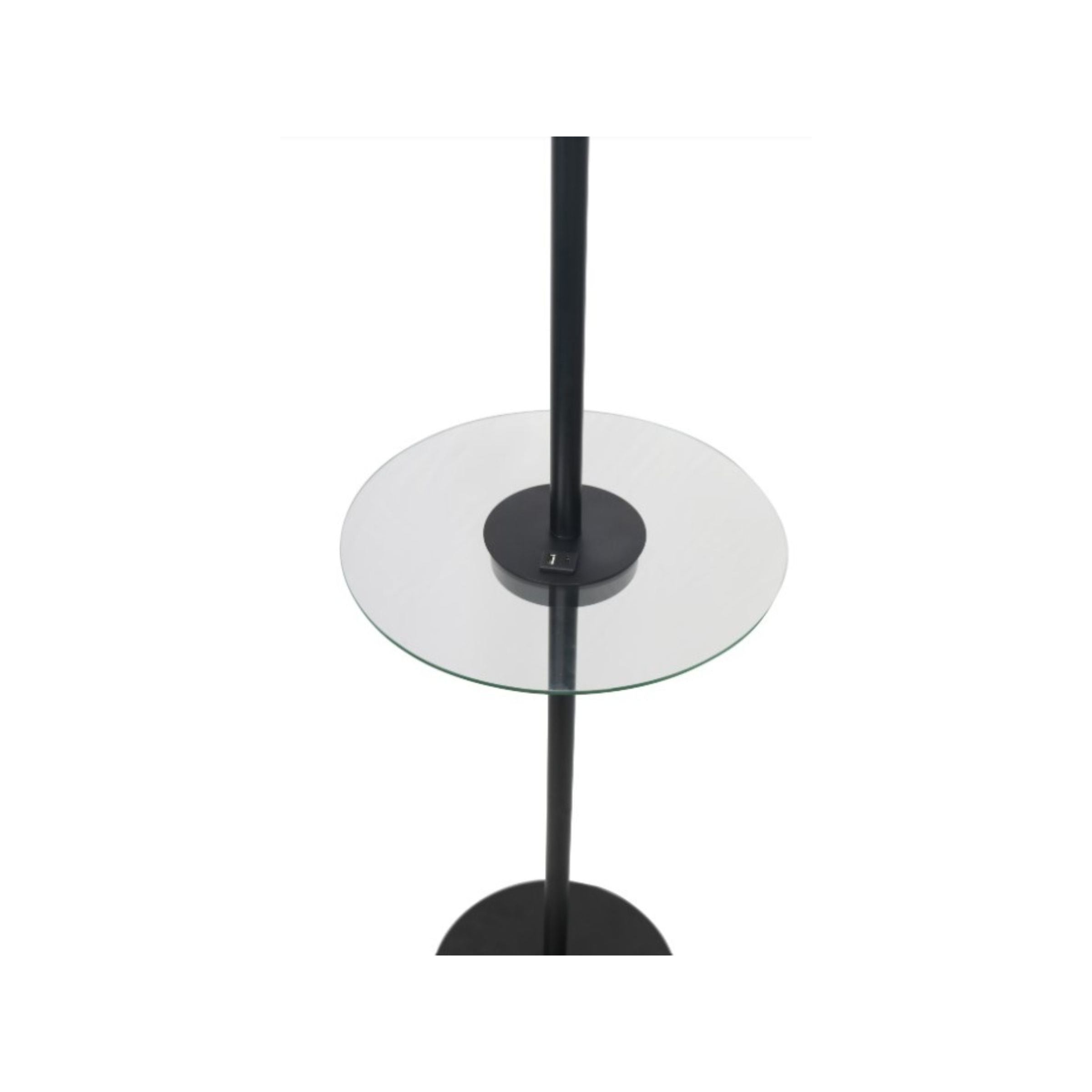 Matte Black Metal Floor Lamp with USB and Glass Tray 61"H