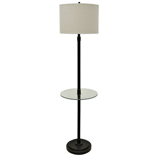 Bronze Metal Floor Lamp with Glass Tray 61"H