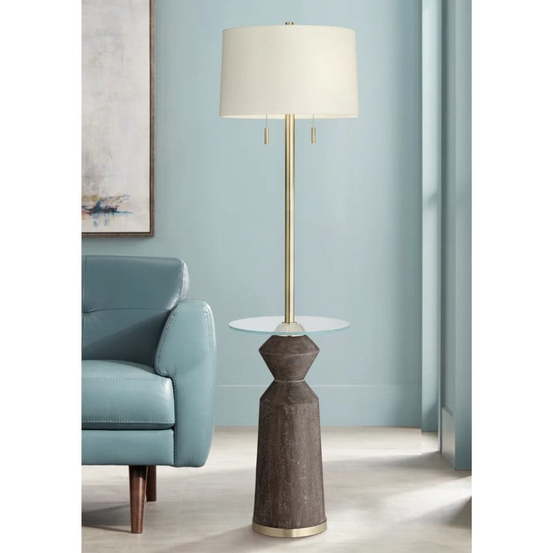 Brown Tray Floor Lamp 66"H