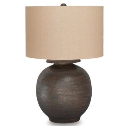 Antique Brown Metal Table Lamp 29"H