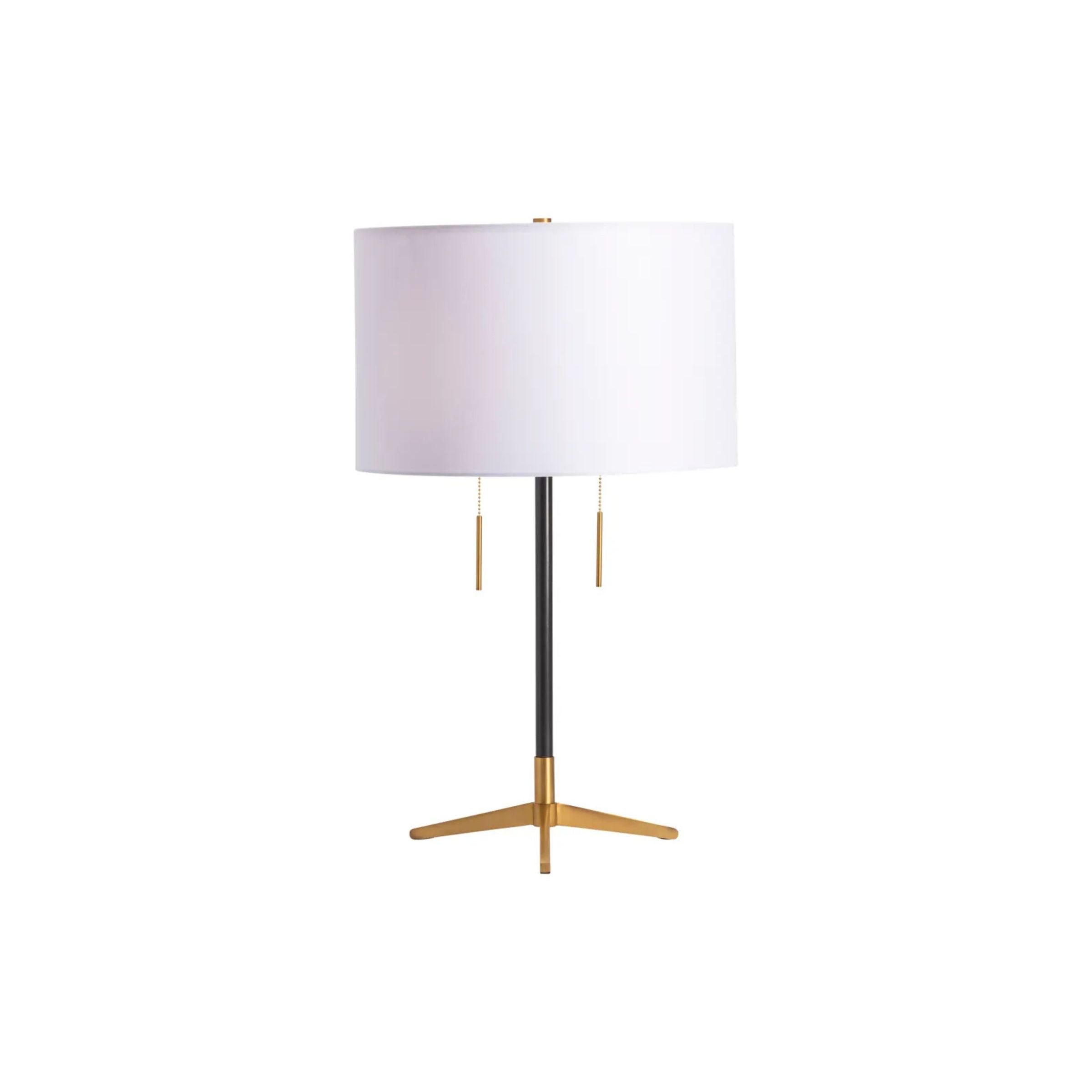 Black and Brass Metal Table Lamp 26.5"H