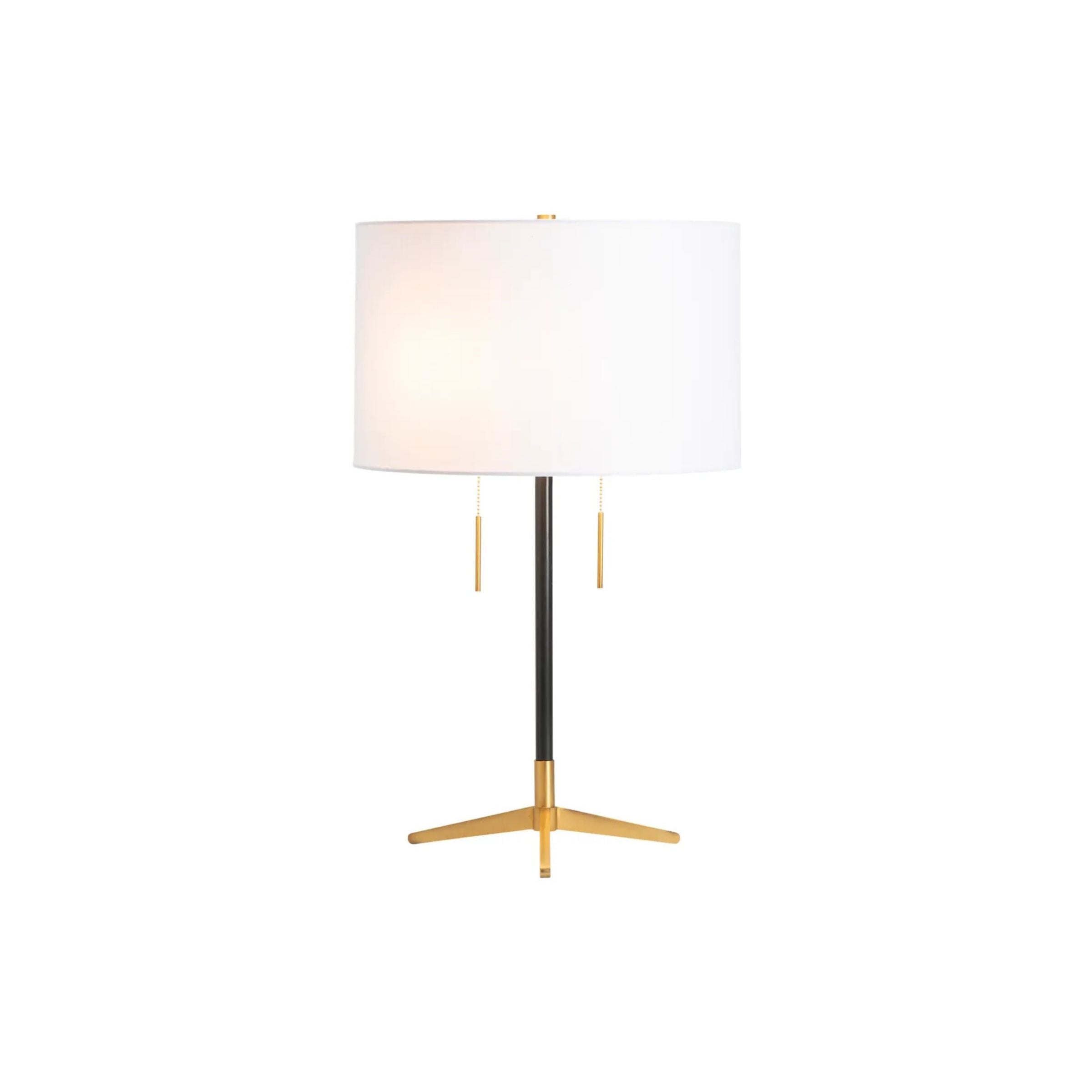 Black and Brass Metal Table Lamp 26.5"H
