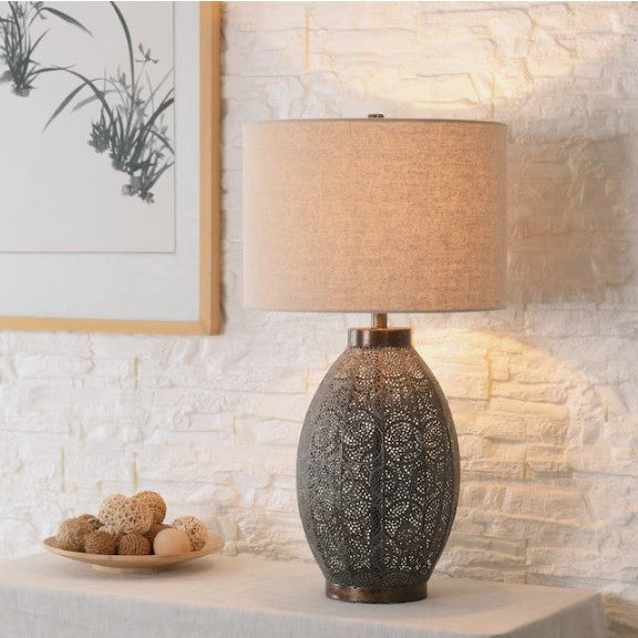 Metal Boho Pierced Table Lamp 29.5"H