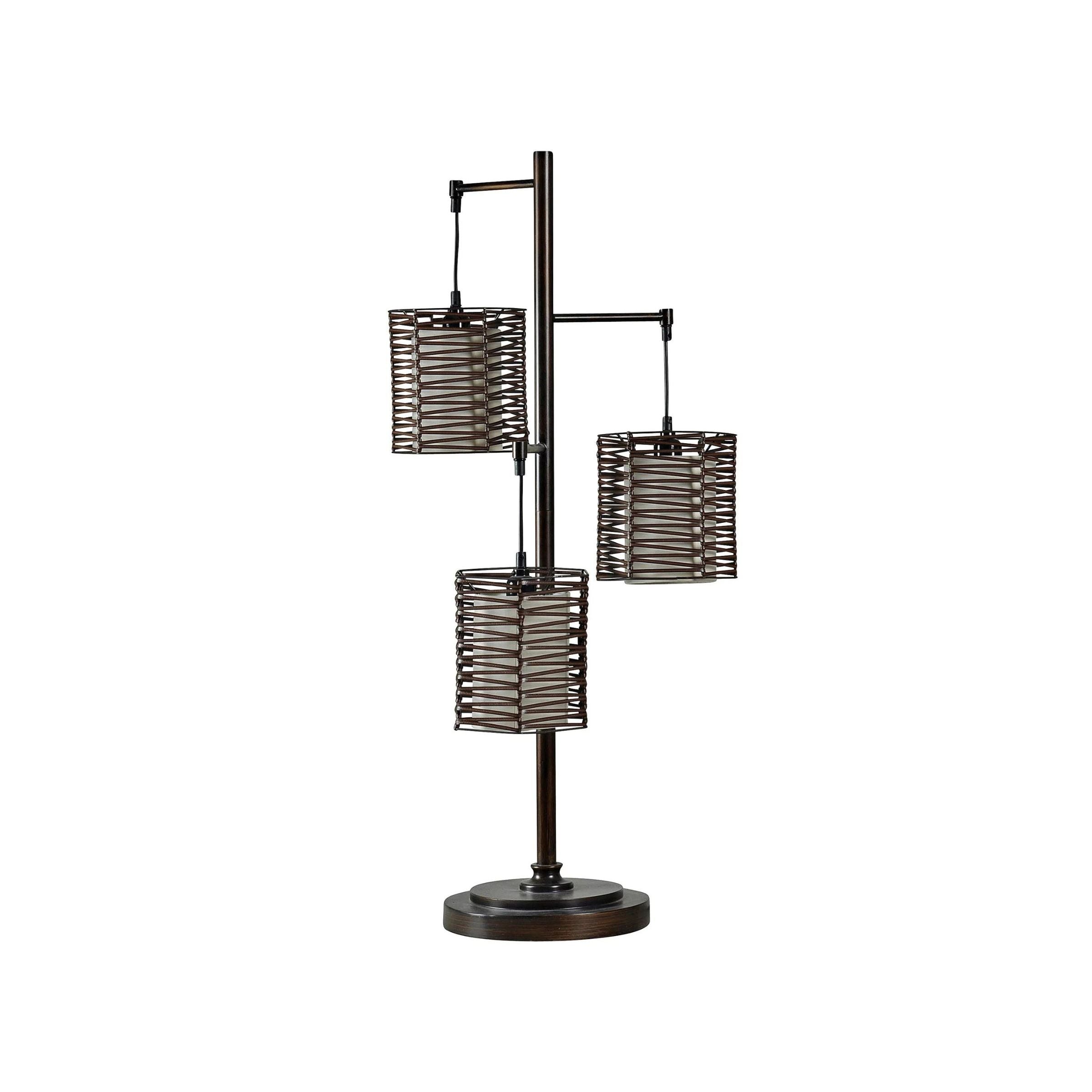 Bronze With Handwoven Shades Table Lamp 37"H