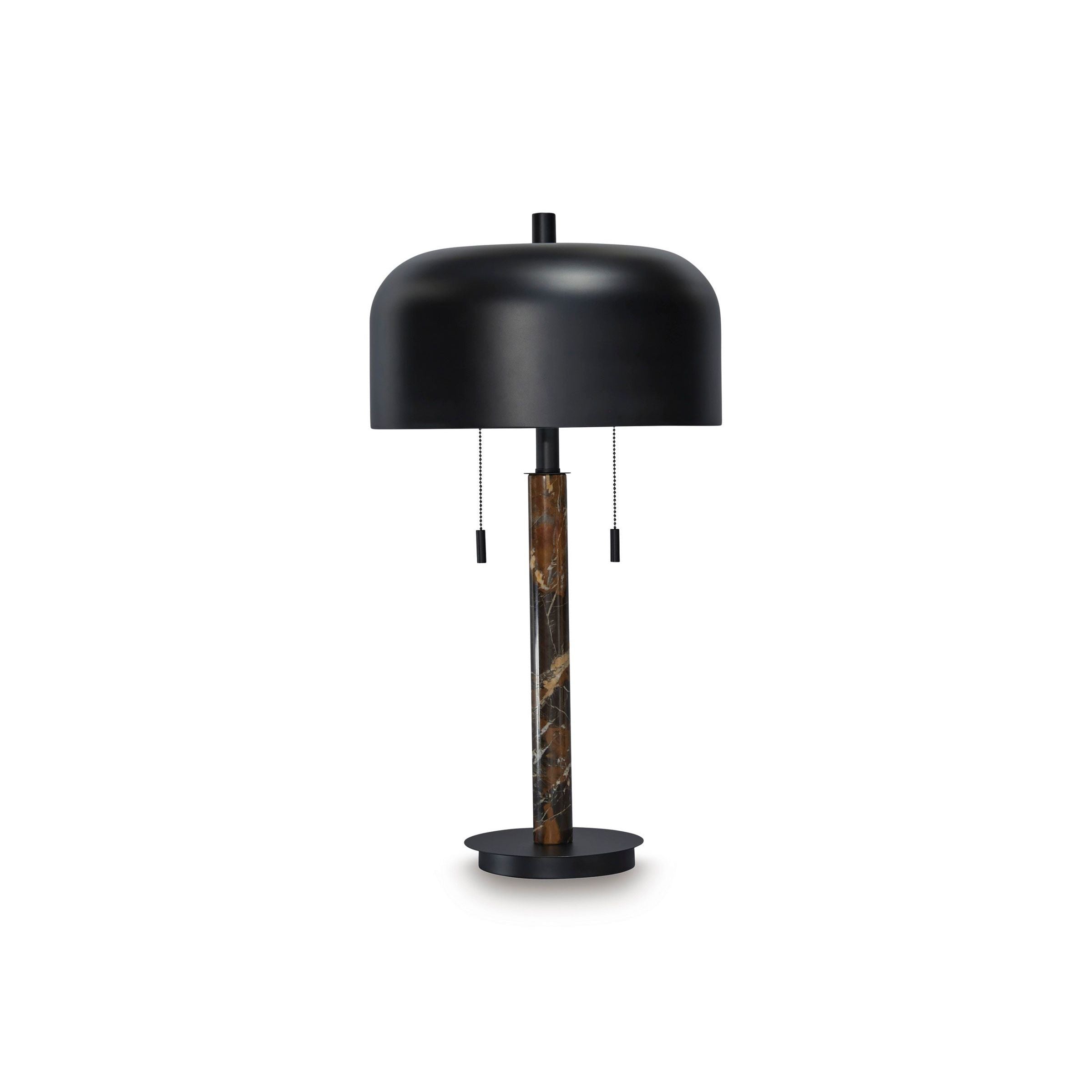 Brown Marble and Black Shade Table Lamp 27"H