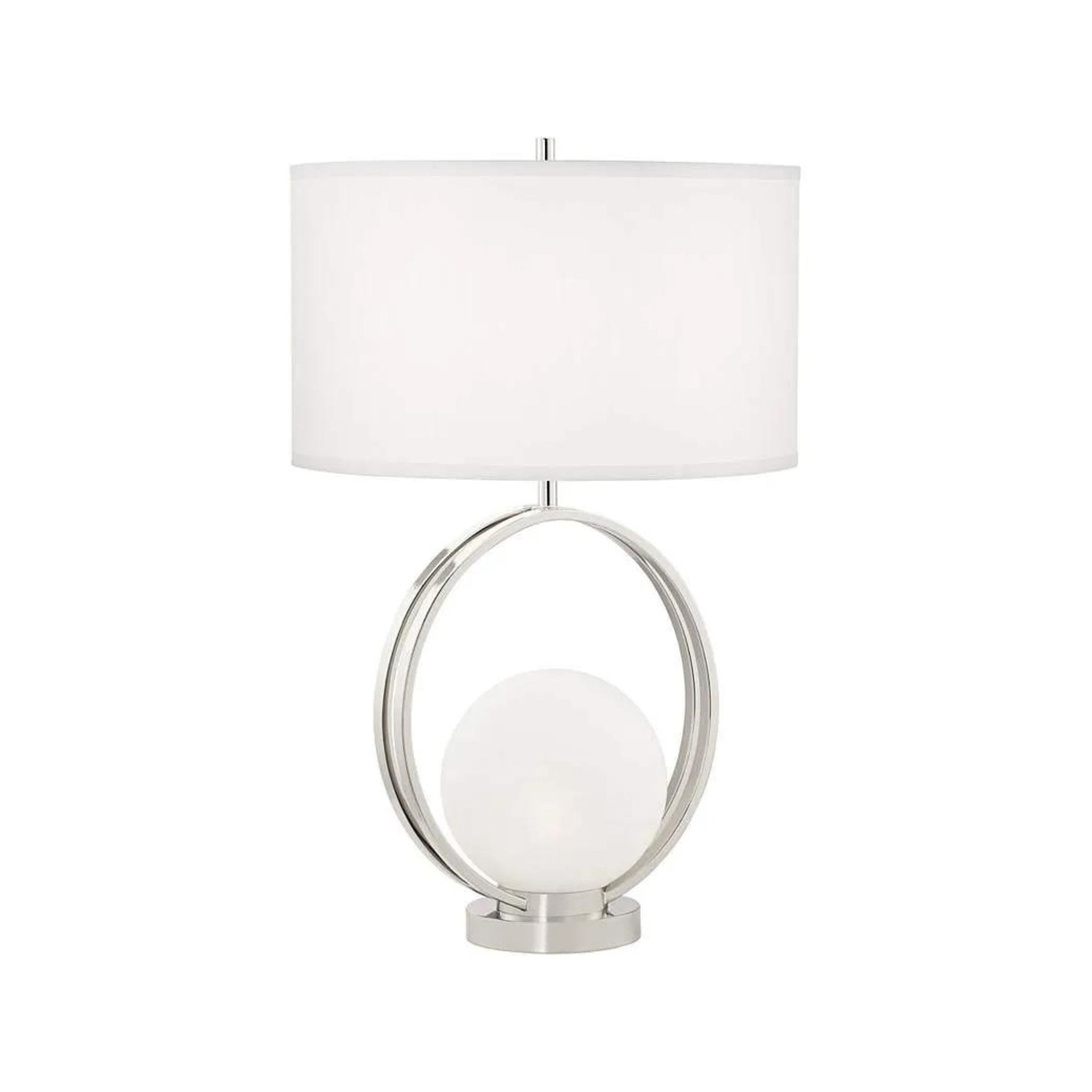 Polished NIckel Circle With Nite Lite Table Lamp 27"H