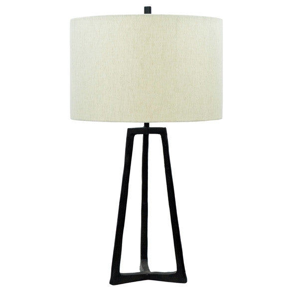 Antique Black Metal Table Lamp 35"H
