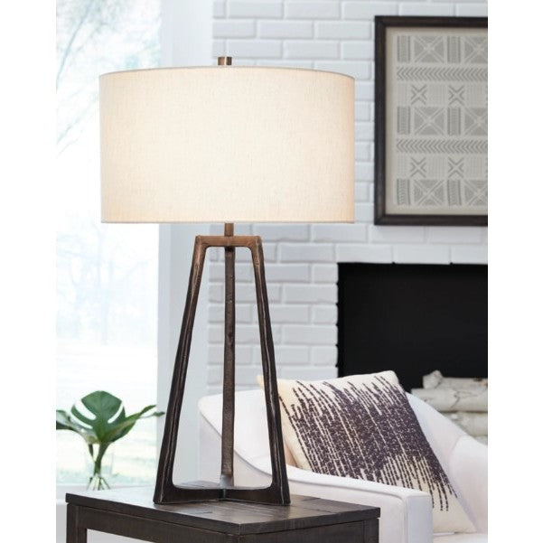 Antique Black Metal Table Lamp 35"H