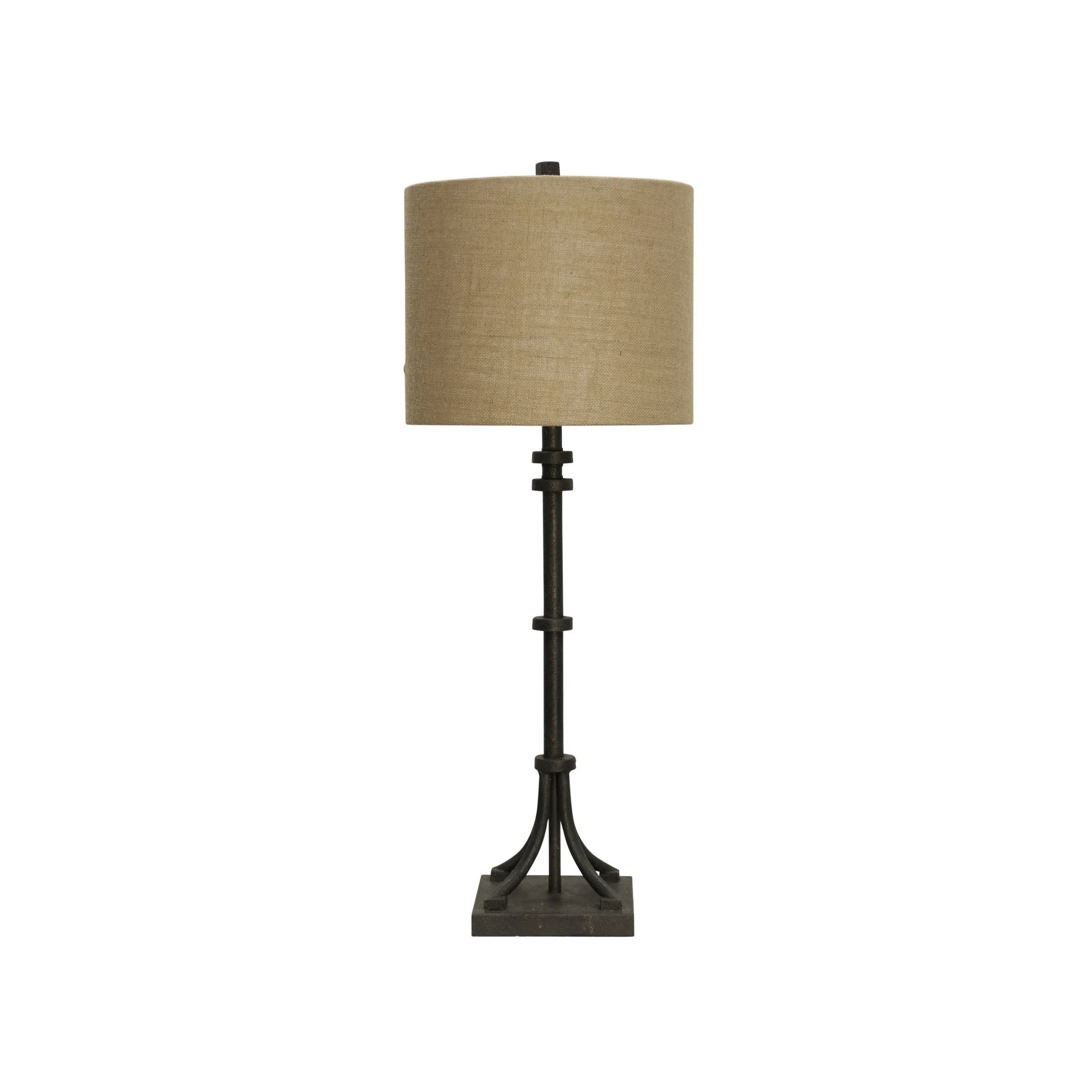 Iron With Natural Shade Table Lamp 35"H