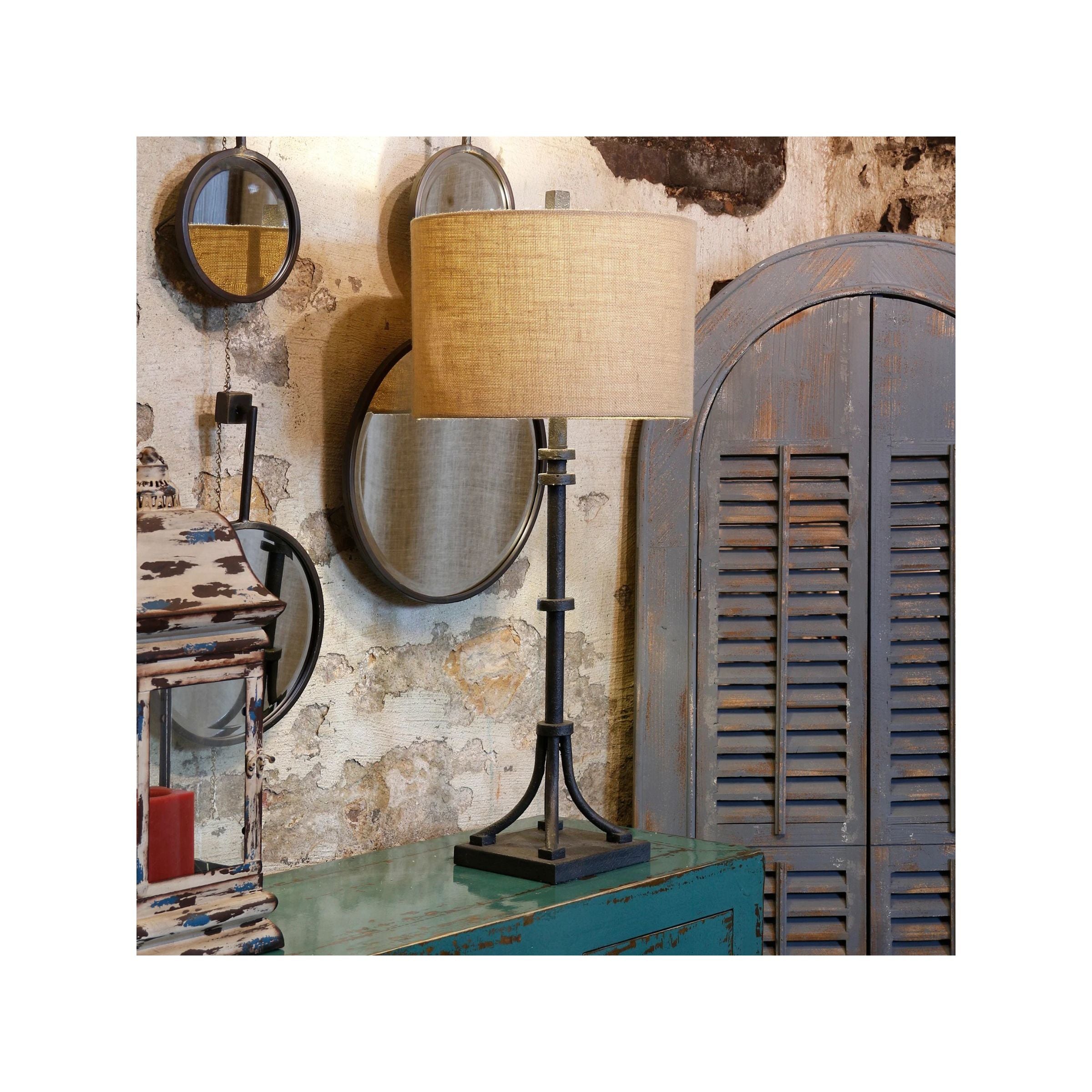 Iron With Natural Shade Table Lamp 35"H