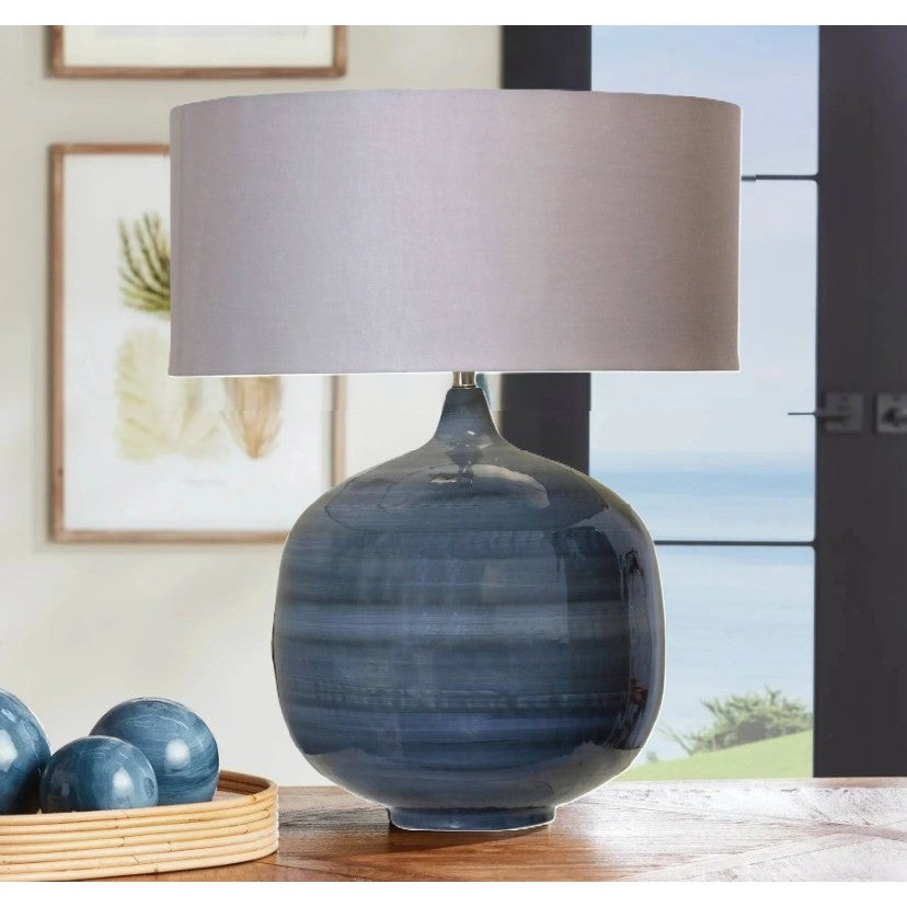 Blue Enamel Iron Table Lamp 27"H