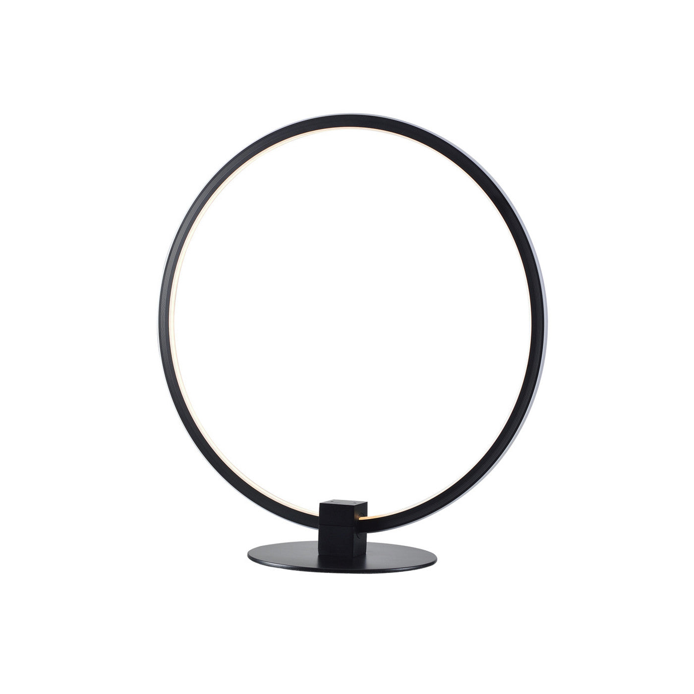 Black Metal Ring LED Table Lamp 15"H