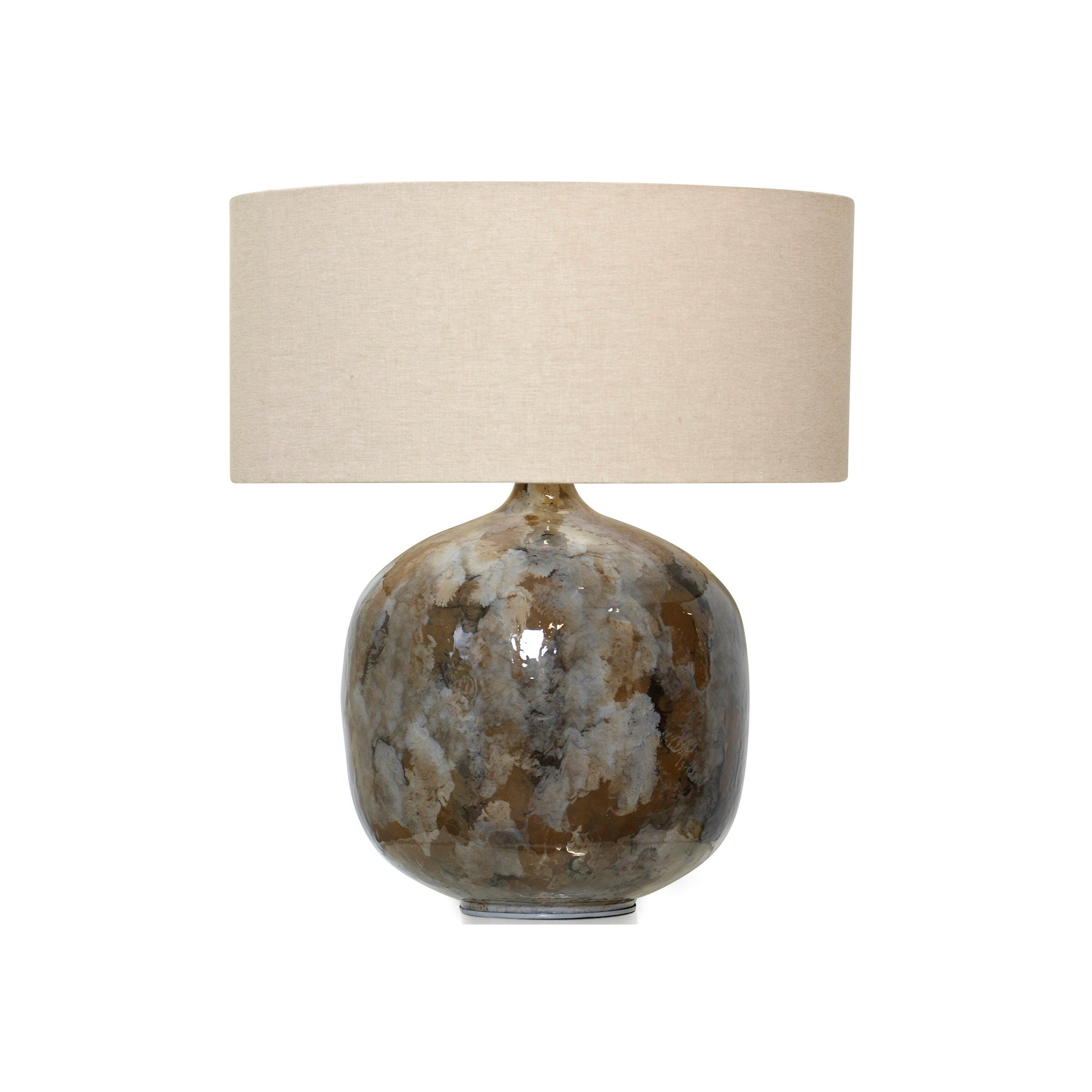 Brown, Cream, and Black Iron Table Lamp 26"H