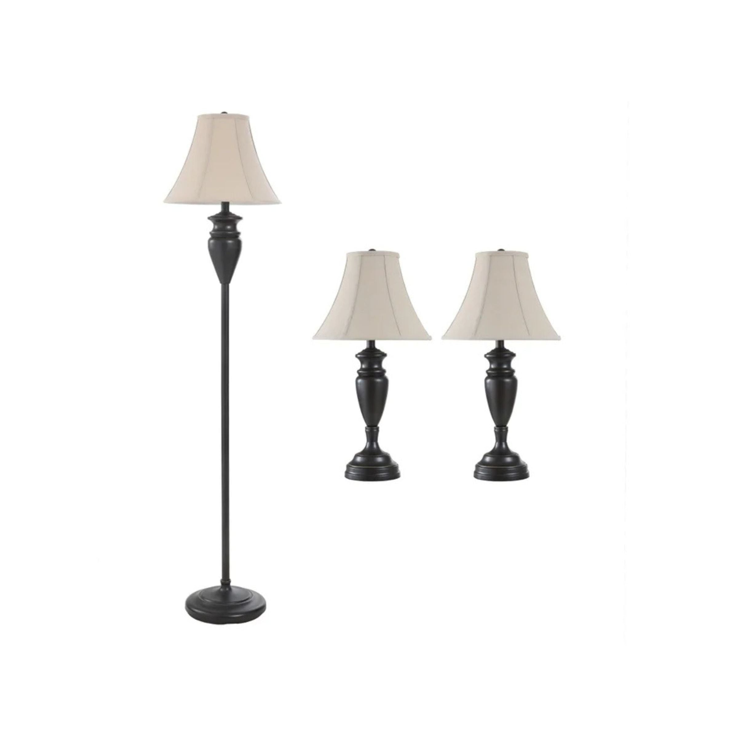 Set of 3 Urn Shaped Lamps -2 Table Lamps plus 1 Floor Lamp- 28/61"H