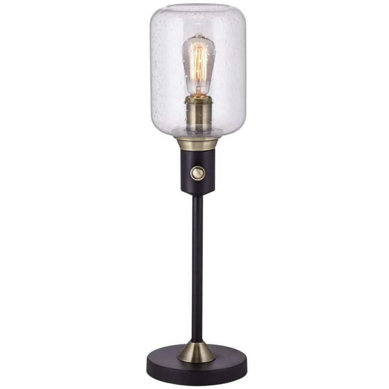 Black Hurricane Uplight With Edison Bulb Table Lamp 25.5"H