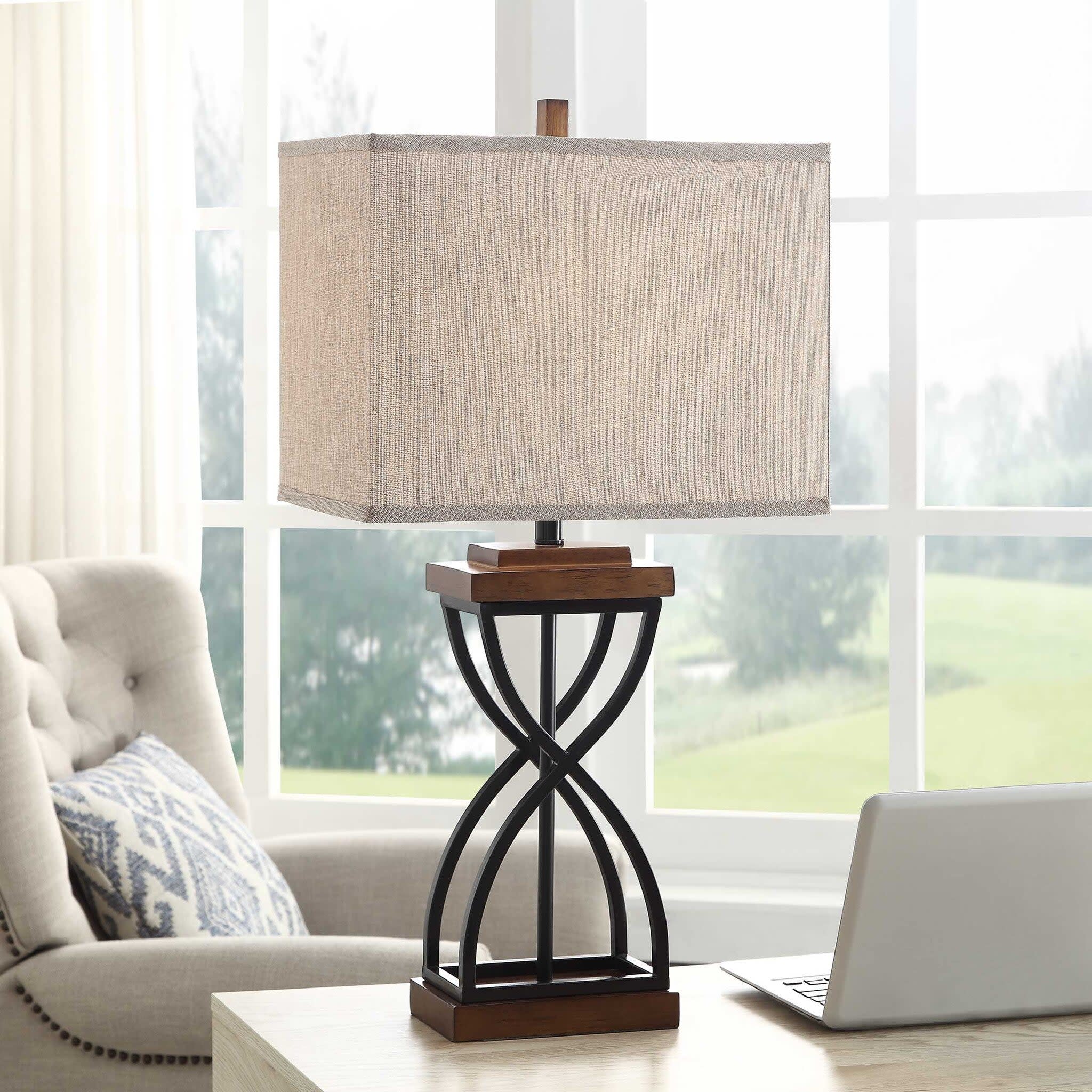 Black Metal X Table Lamp 30.5"H