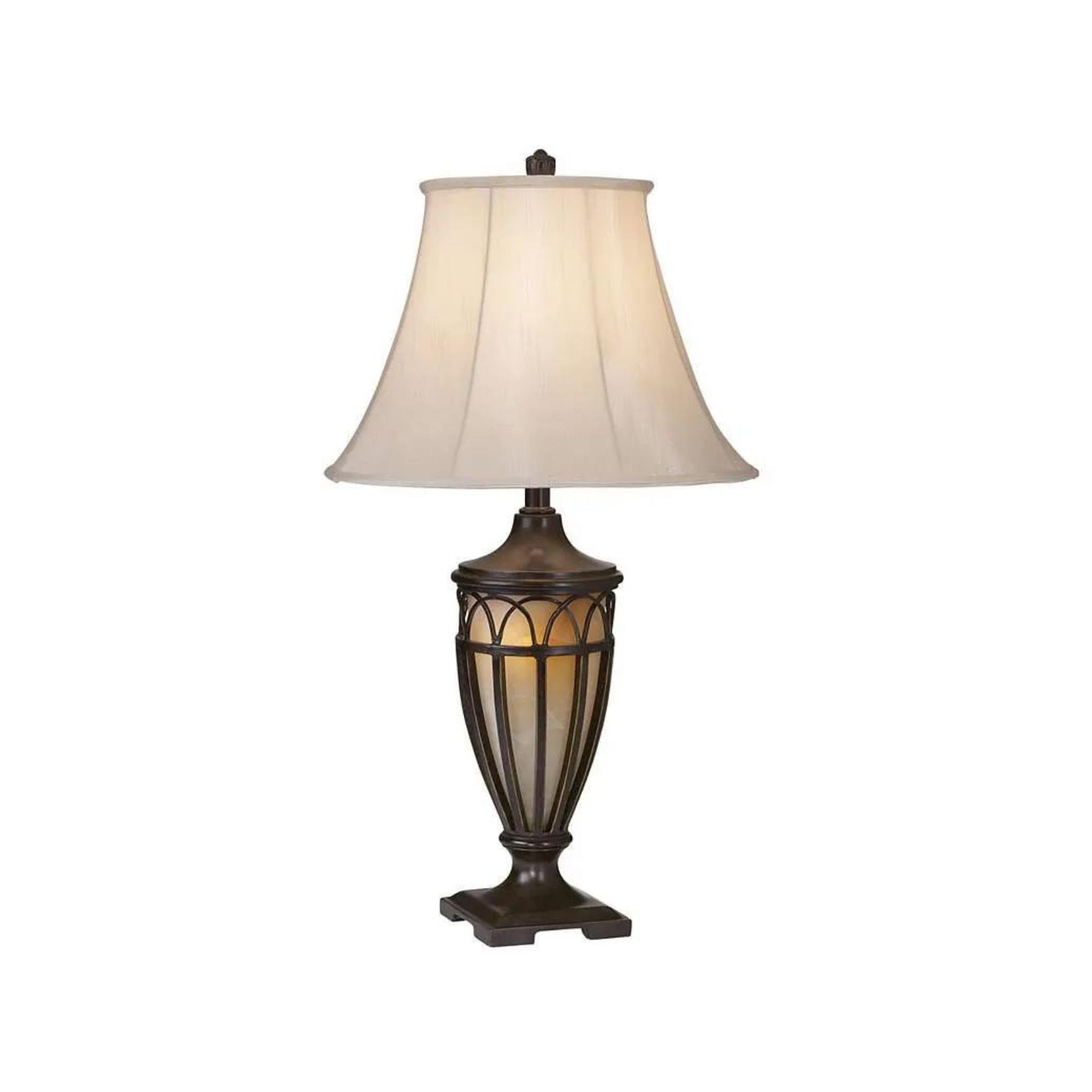 Bronze Metal With Glass Insert Nitelite Table Lamp 31"H
