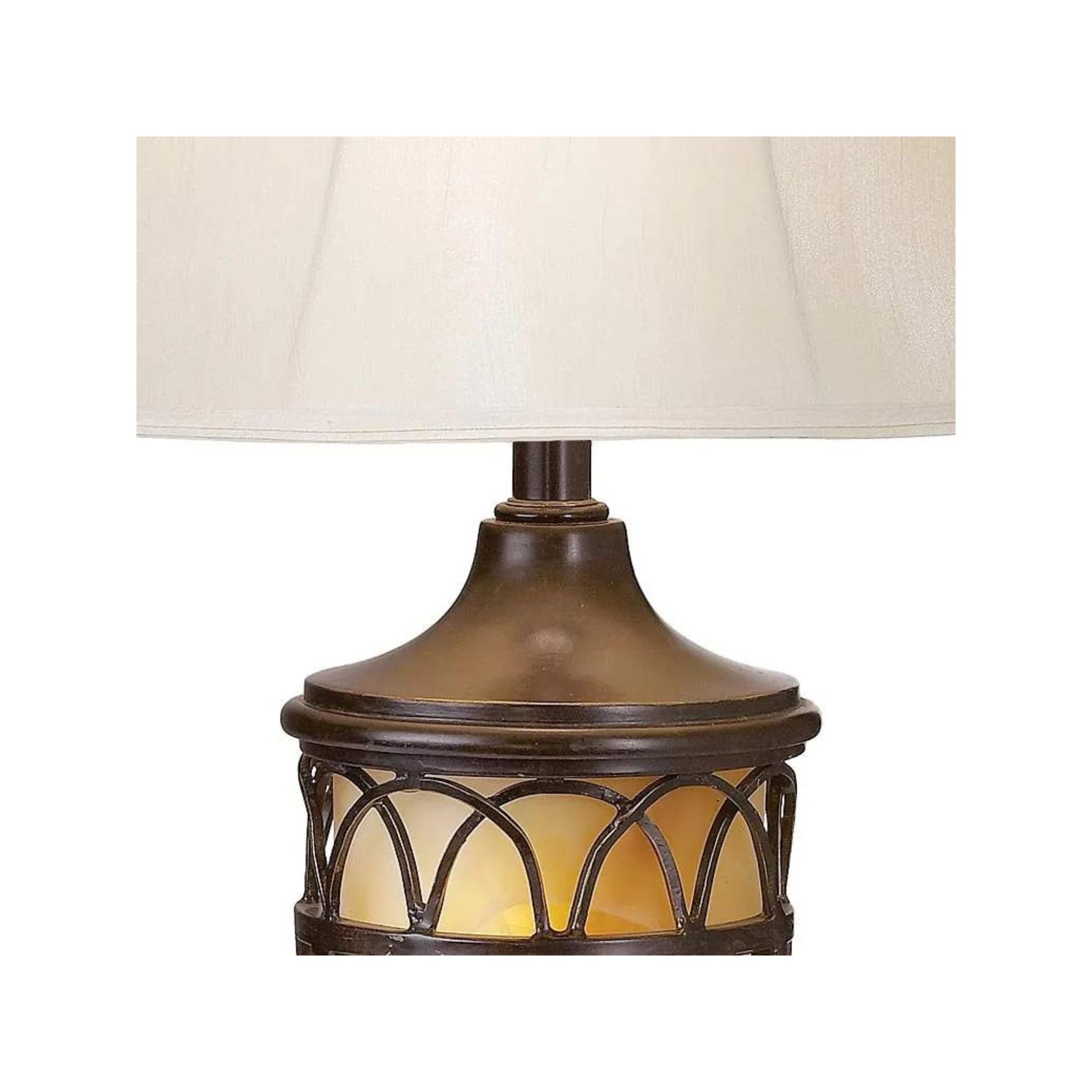 Bronze Metal With Glass Insert Nitelite Table Lamp 31"H
