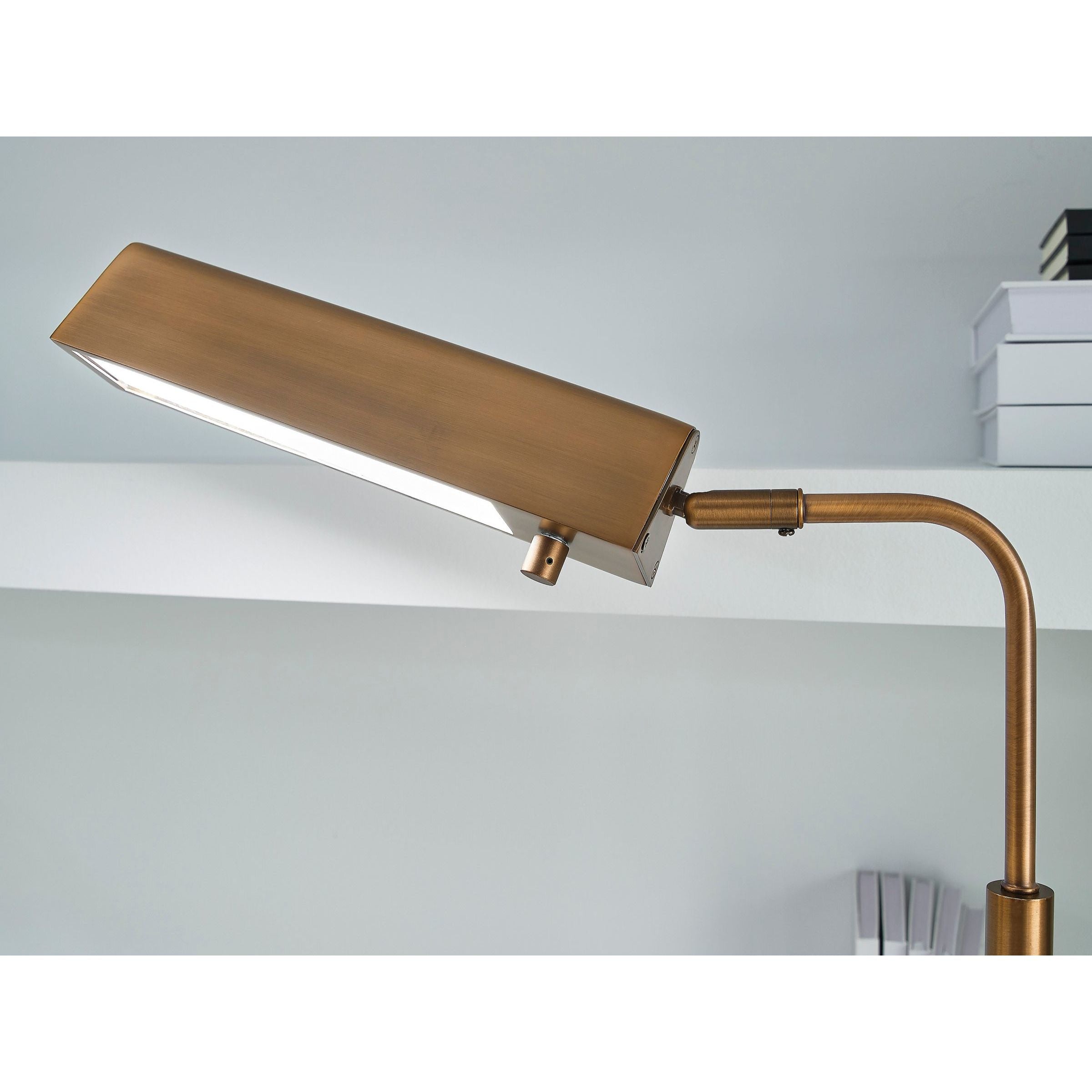 Bronze Metal and Marble Adjustable Desk Lamp 30"H