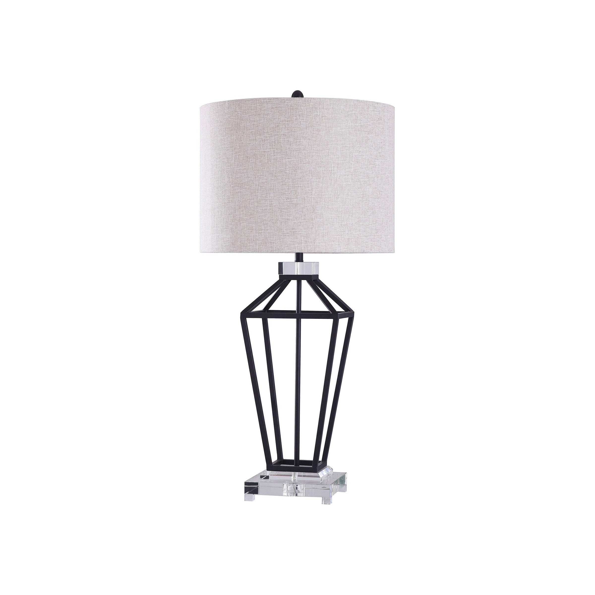 Black Metal and Crystal Base Table Lamp 36"H
