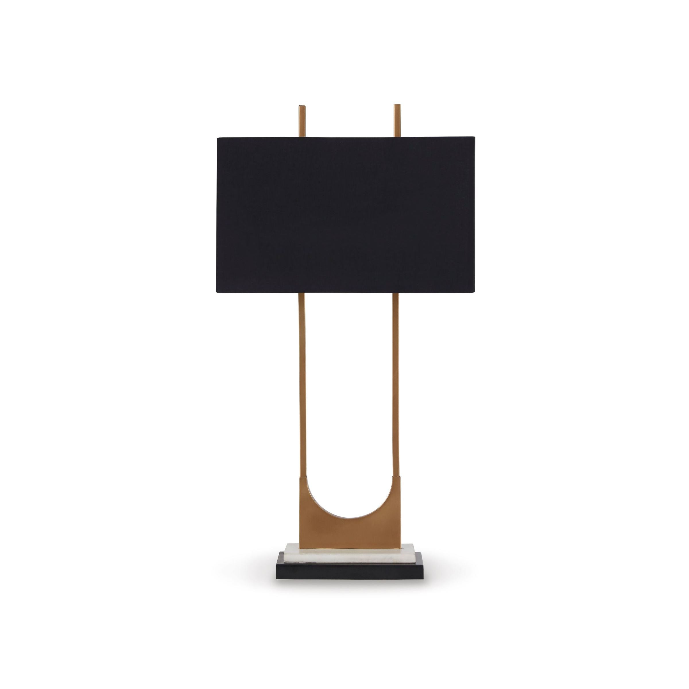 Brass with Black Shade Table Lamp 33"H