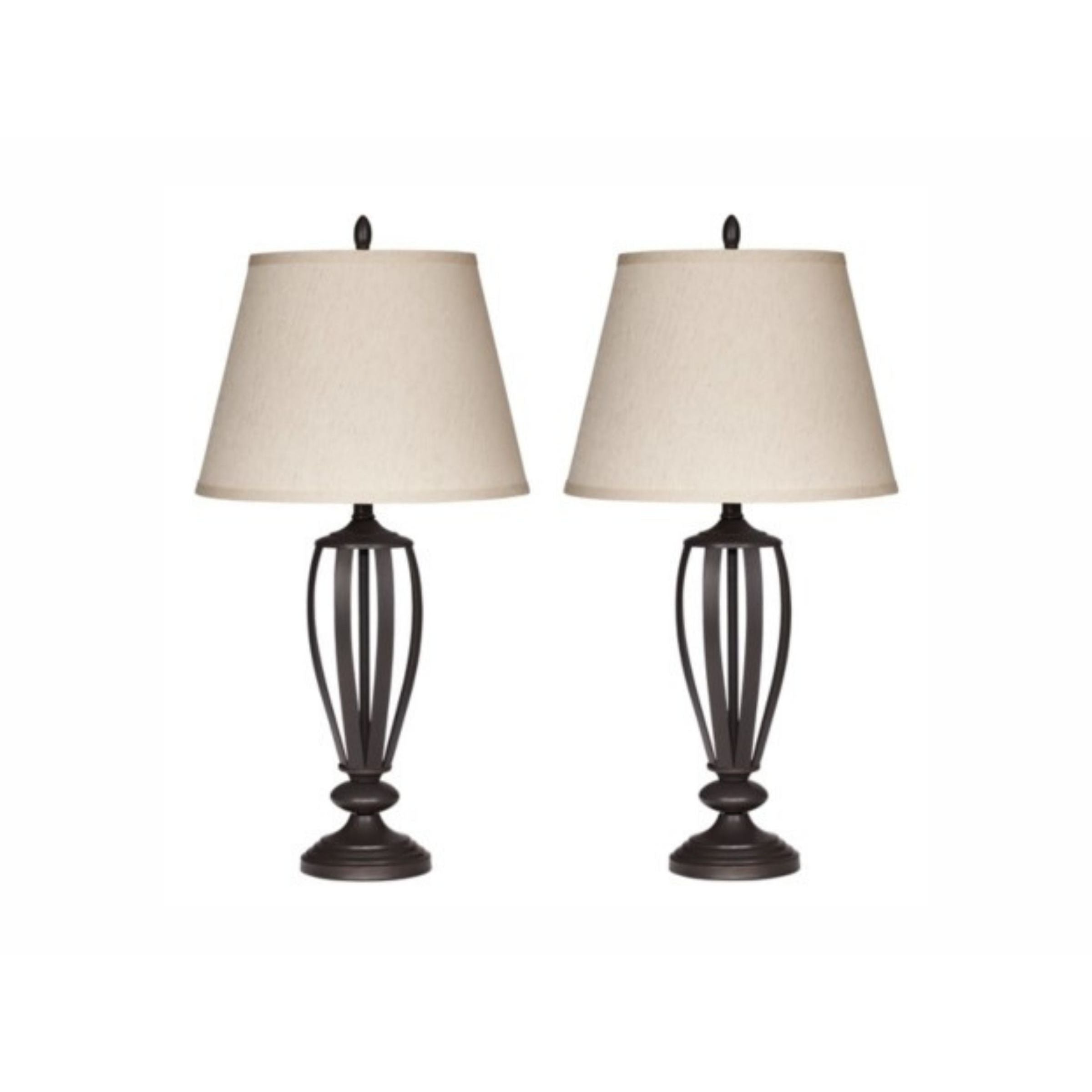 Pair of Open Bronze Metal Table Lamps 30"H