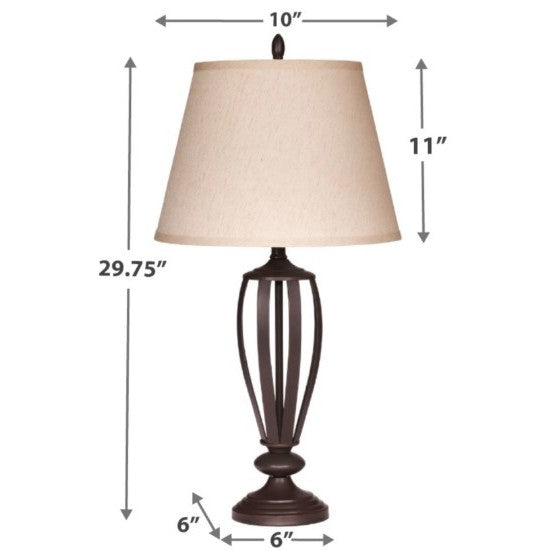 Pair of Open Bronze Metal Table Lamps 30"H