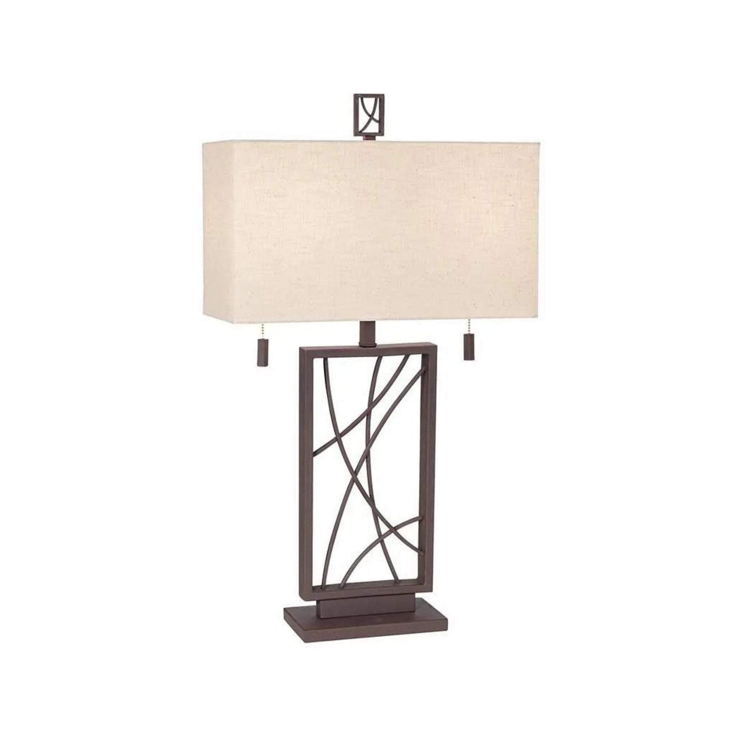 Bronze Rectangular Metal Crisscross Table Lamp 31"H