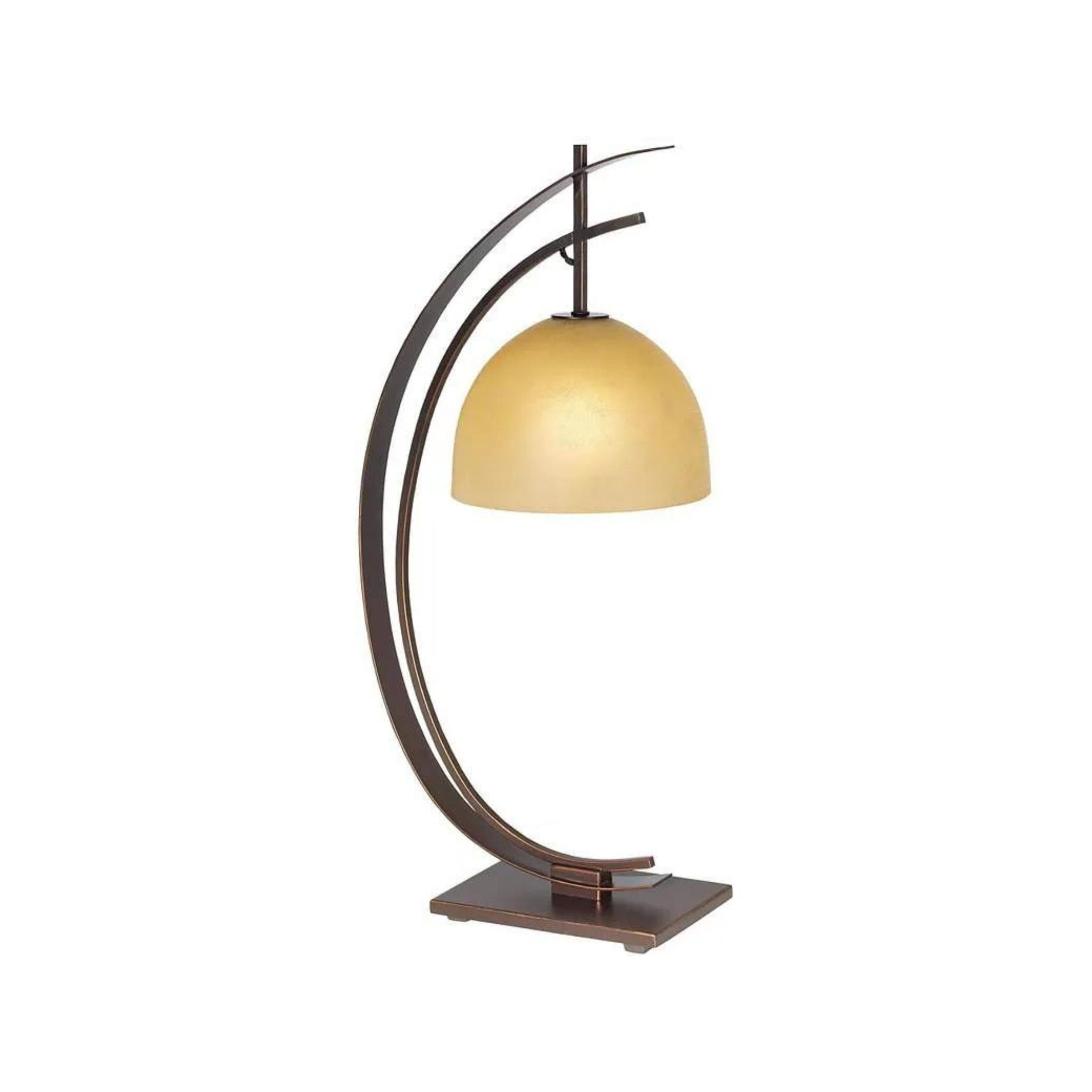 Bronze Arc With Glass Dome Shade Table Lamp 28"H