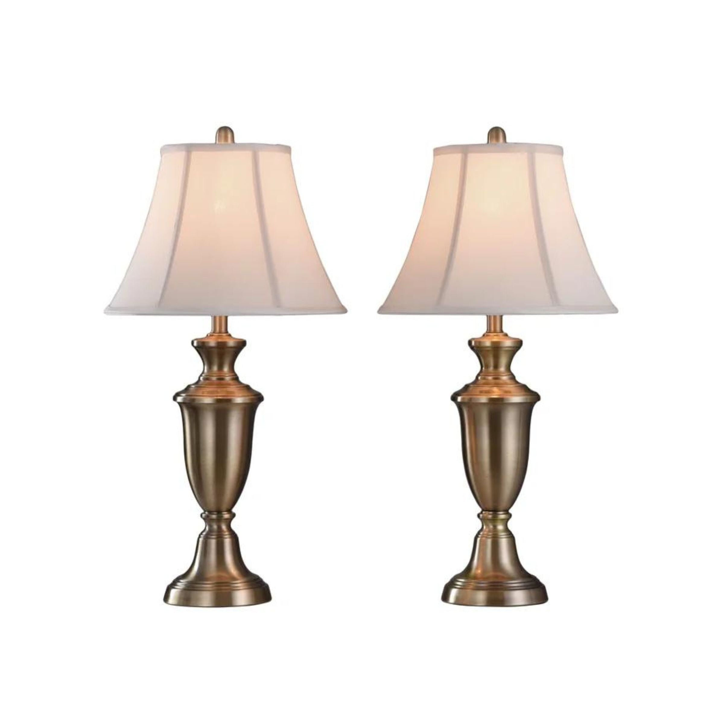 Pair of Antique Brass Finished Table Lamps 30.5"H