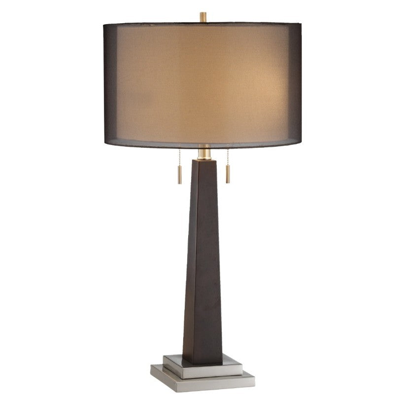 Black Wood Column Table Lamp 29"H