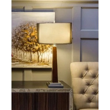 Black Wood Column Table Lamp 29"H