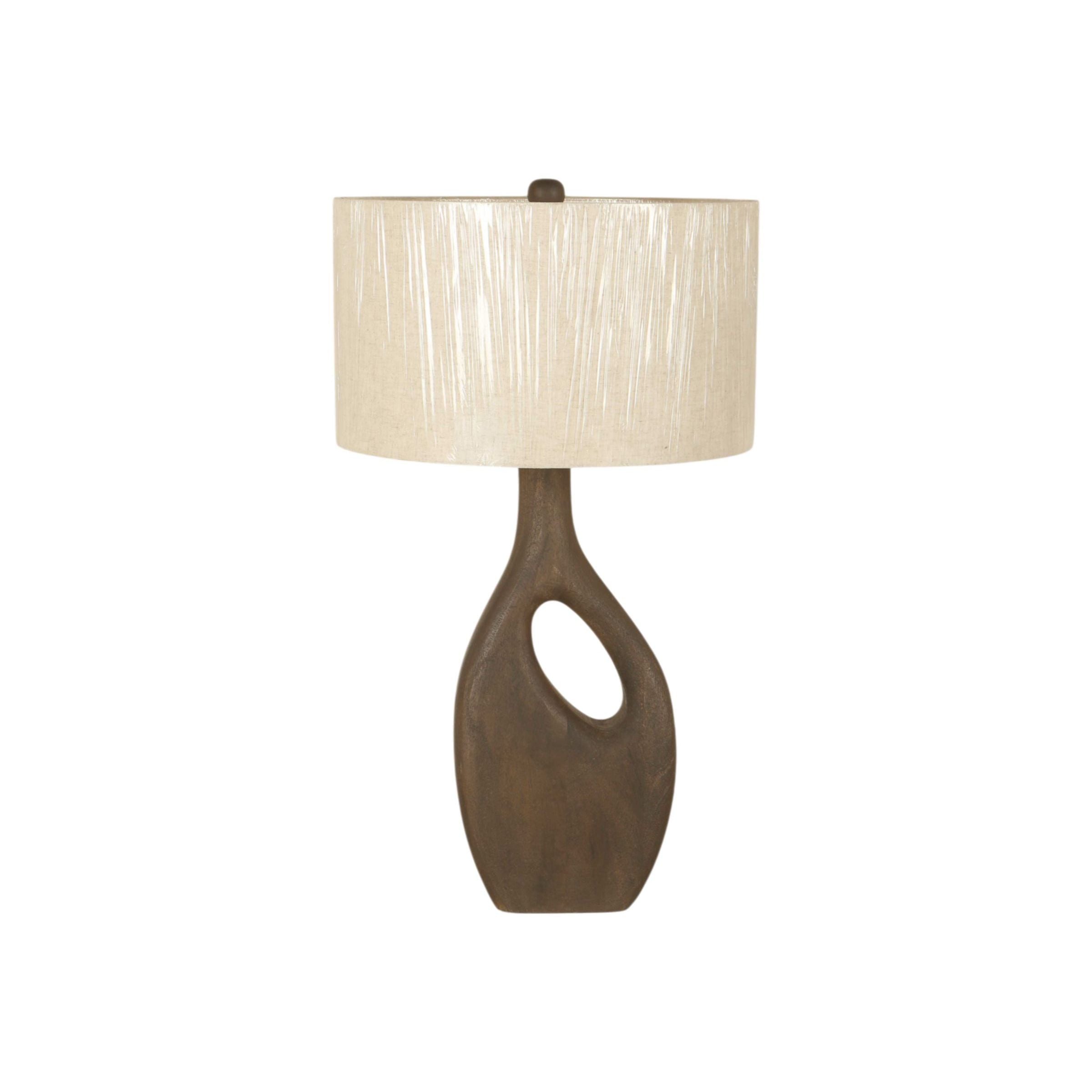 Brown Wood Modern Table Lamp 30"H