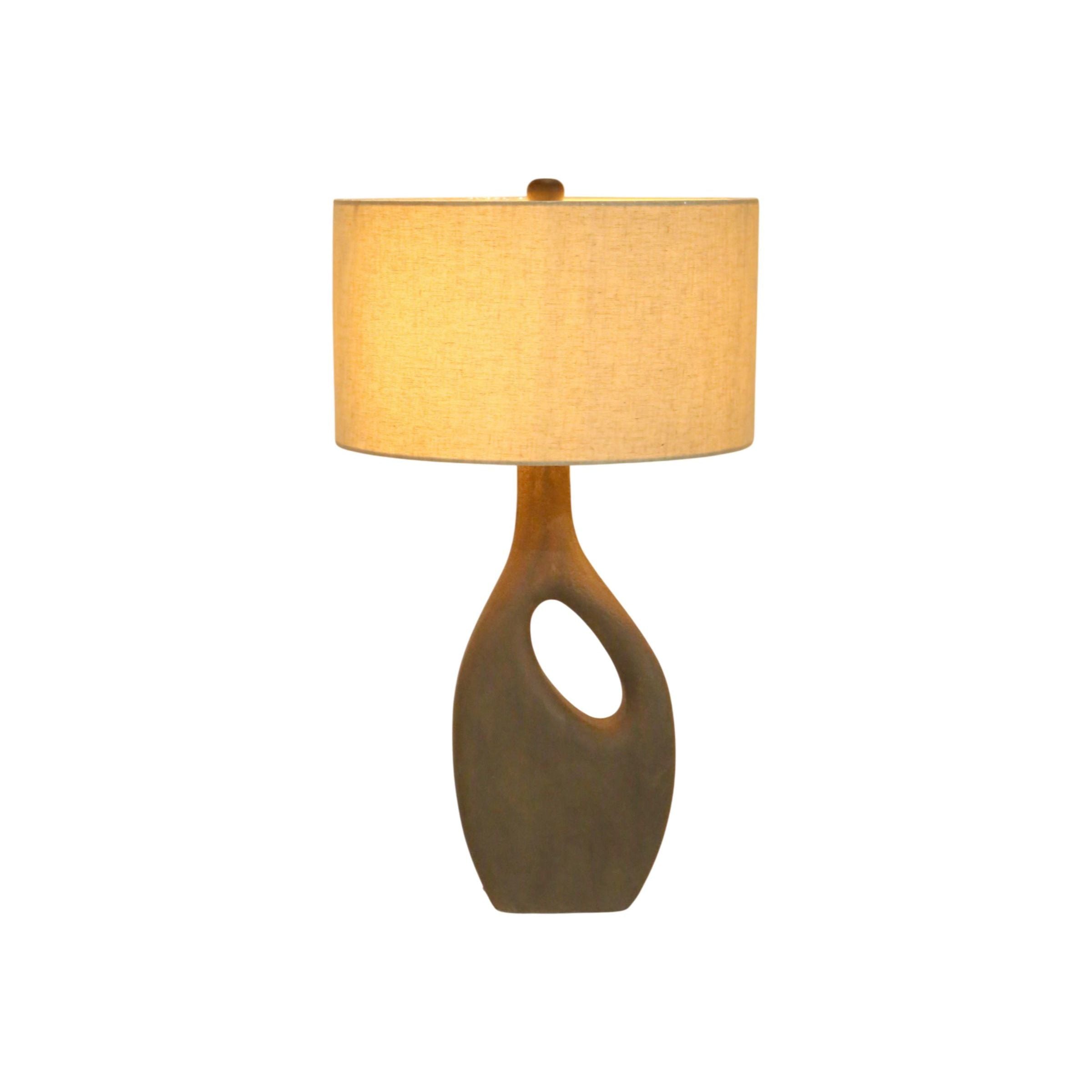 Brown Wood Modern Table Lamp 30"H