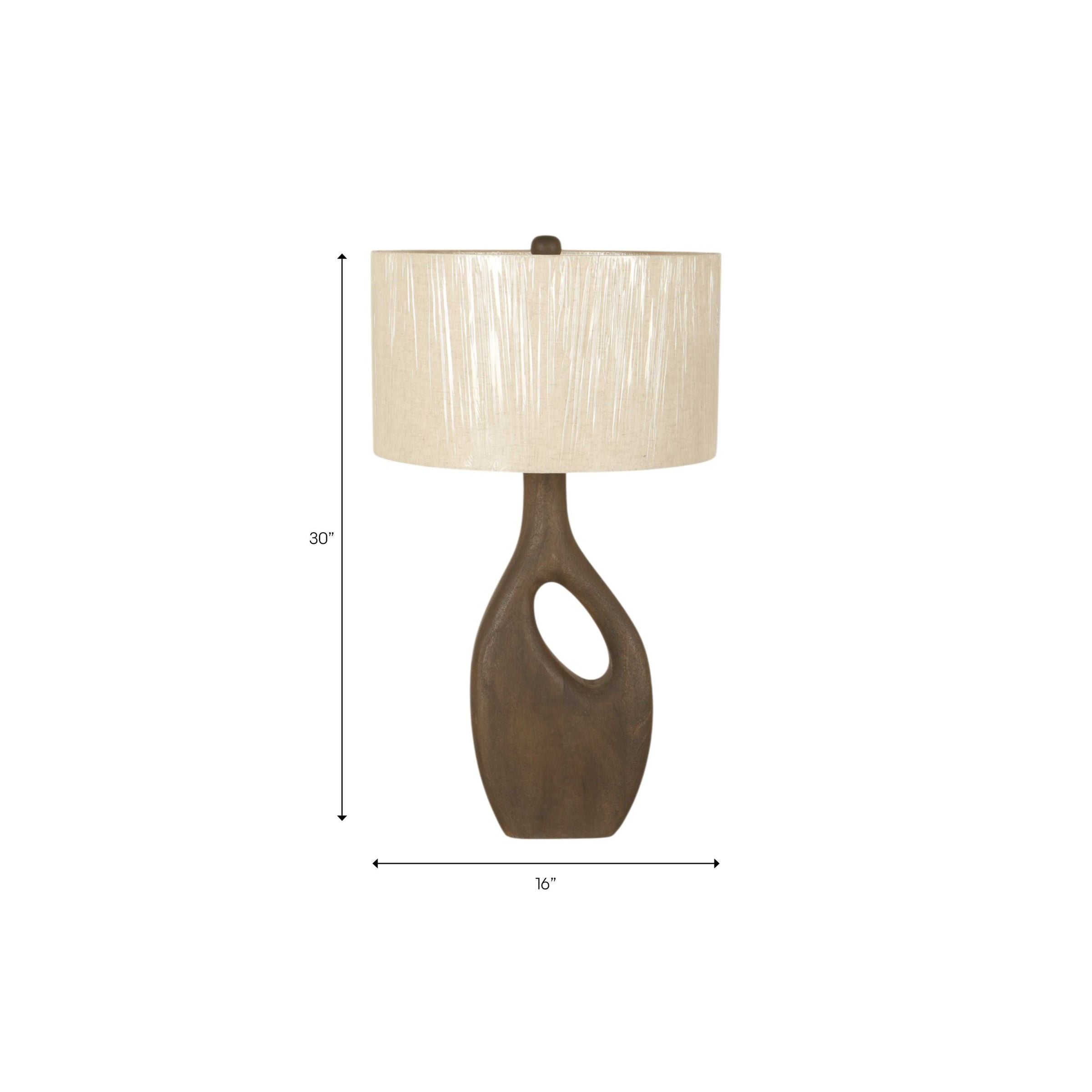 Brown Wood Modern Table Lamp 30"H