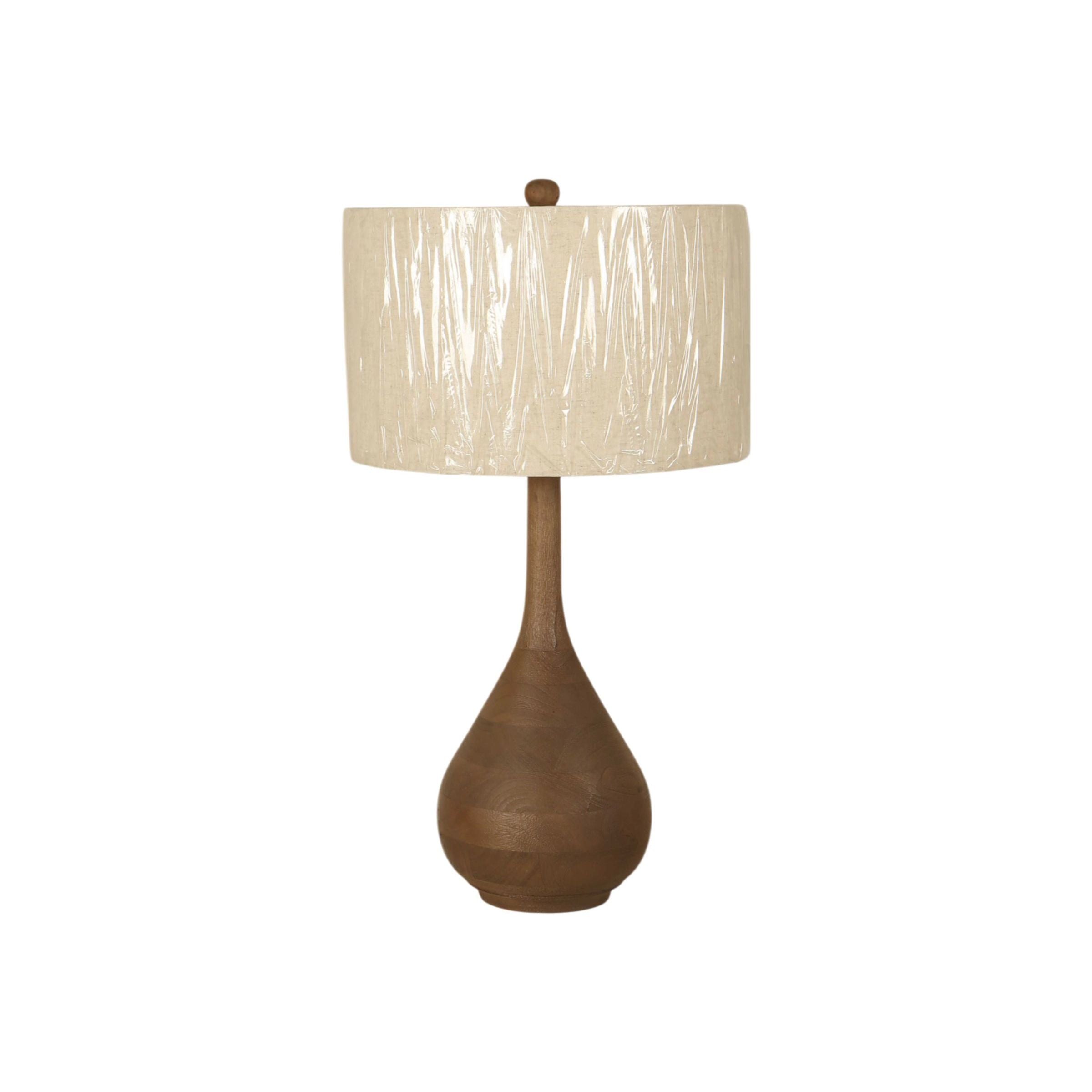 Brown Wood Bulb Table Lamp 29"H