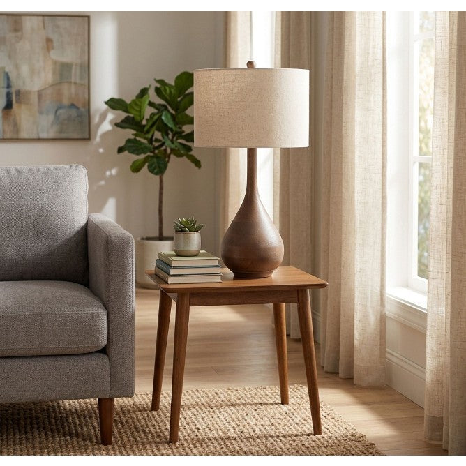 Brown Wood Bulb Table Lamp 29"H