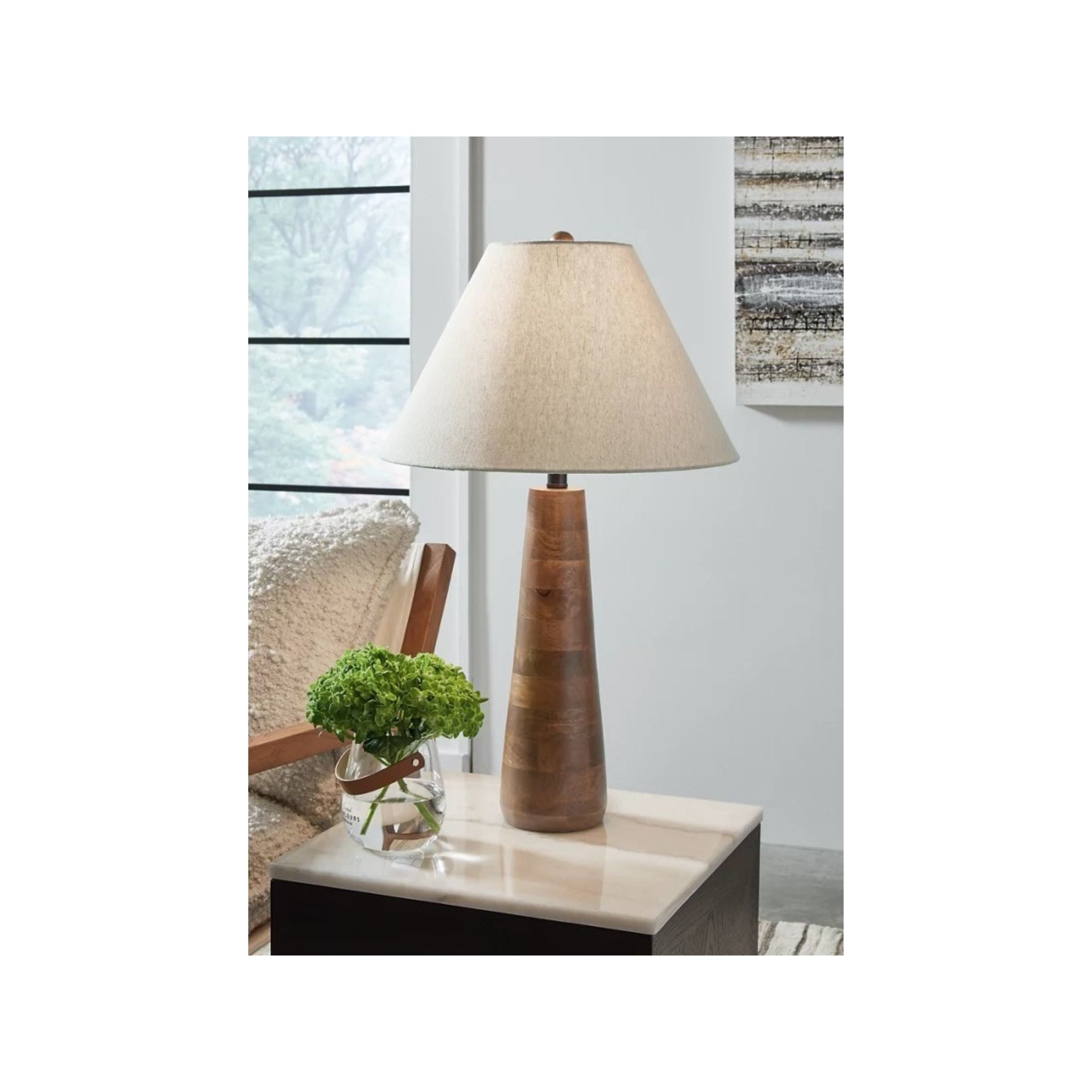 Honey Wood Table Lamp 30"H