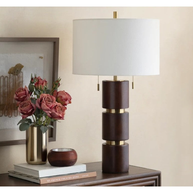 Column Dark Wood Table Lamp 29.5"H