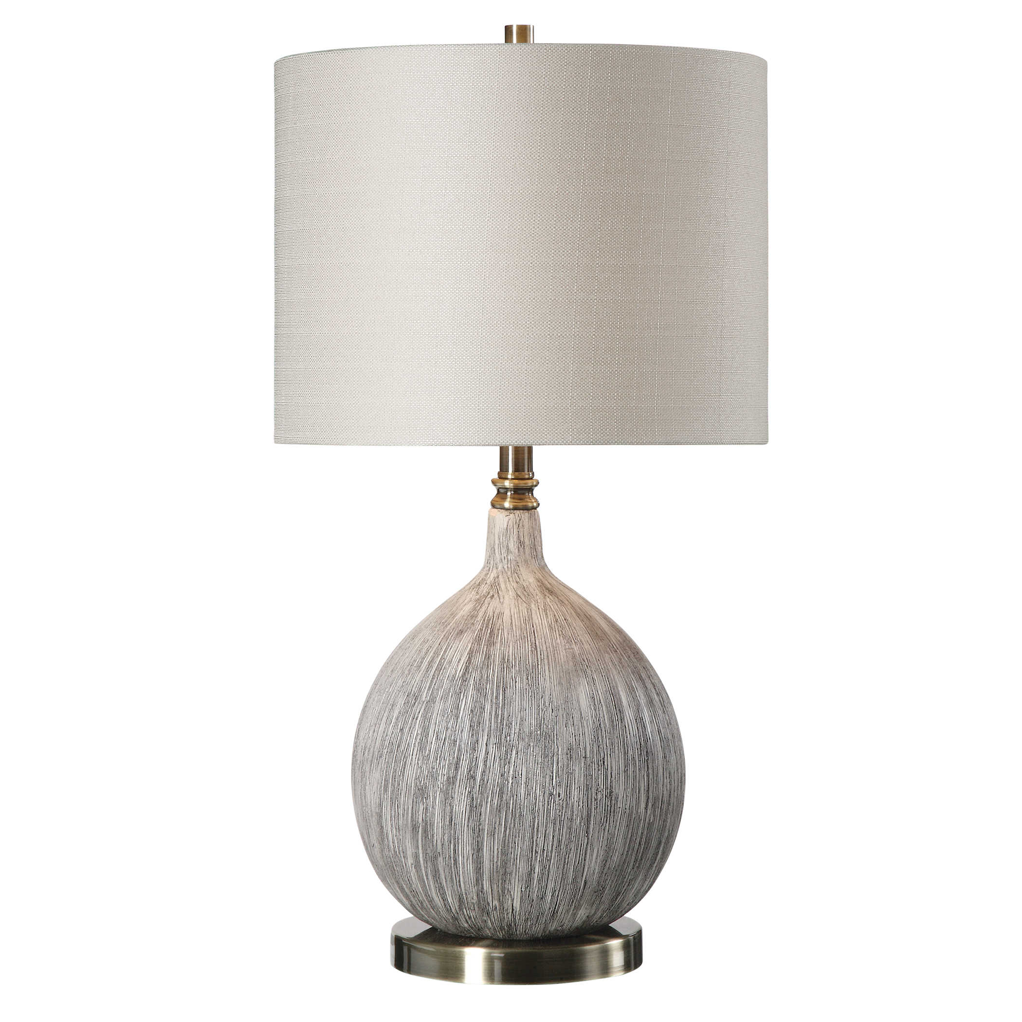 Ivory and Black Textured Ceramic Table Lamp 27"H