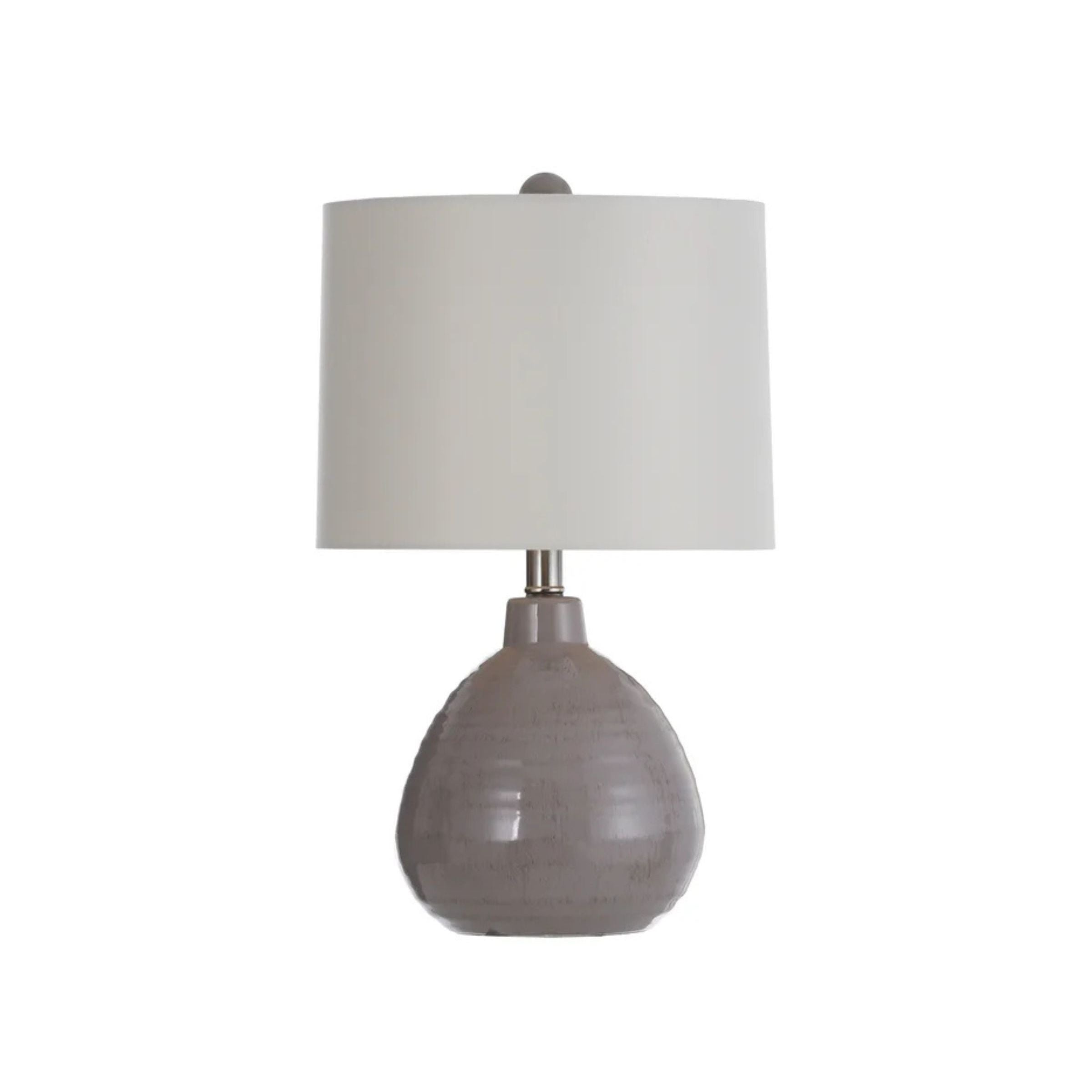 Grey Round Ceramic Table Lamp 21"H