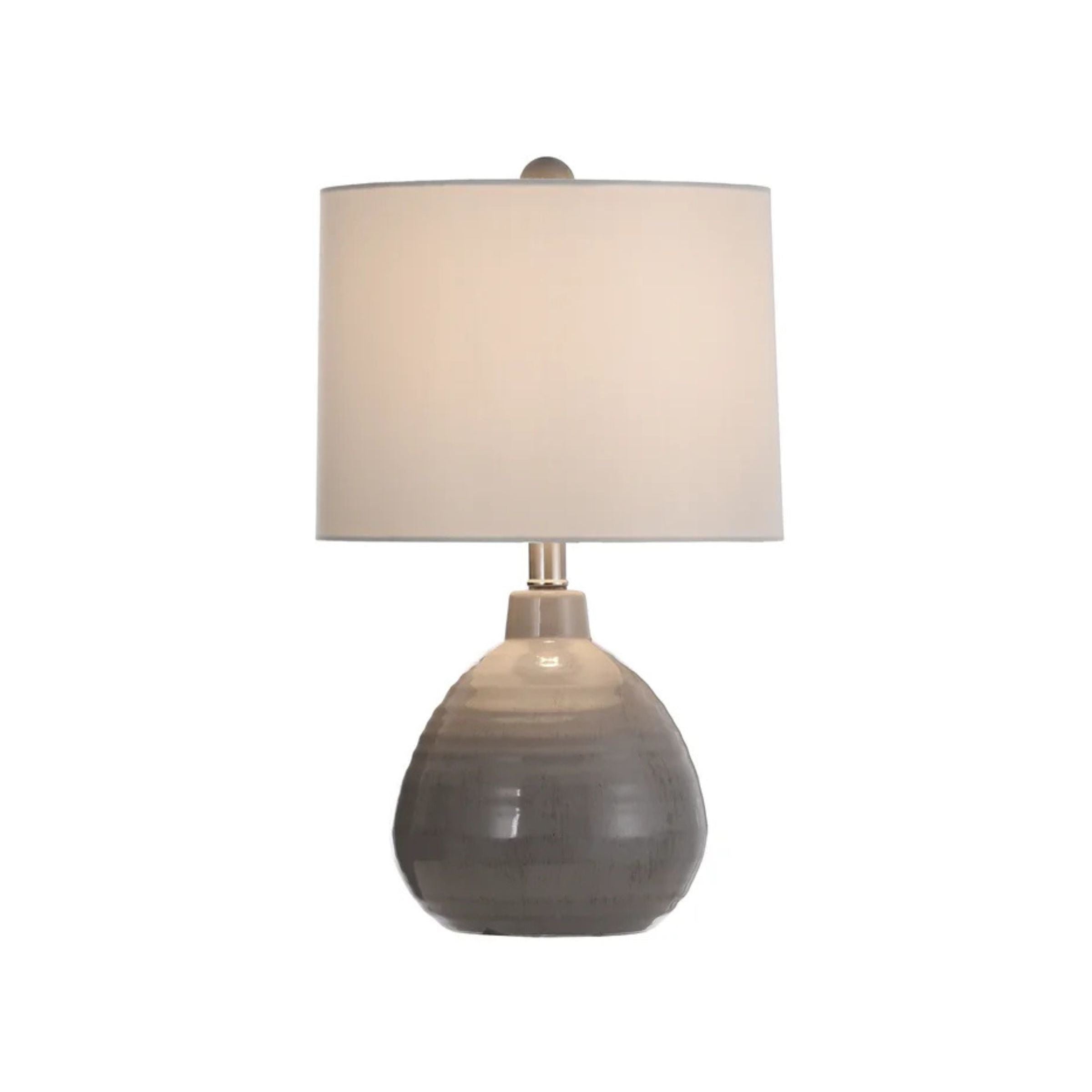 Grey Round Ceramic Table Lamp 21"H