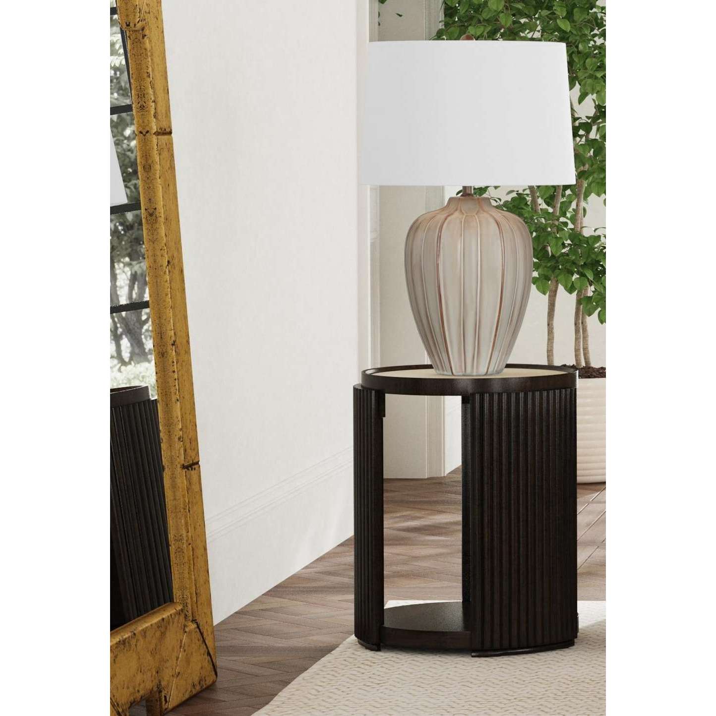 Beige Ceramic Table Lamp 30"H