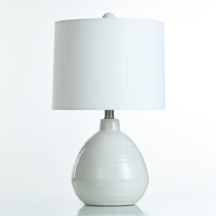 White Round Ceramic Table Lamp 21"H